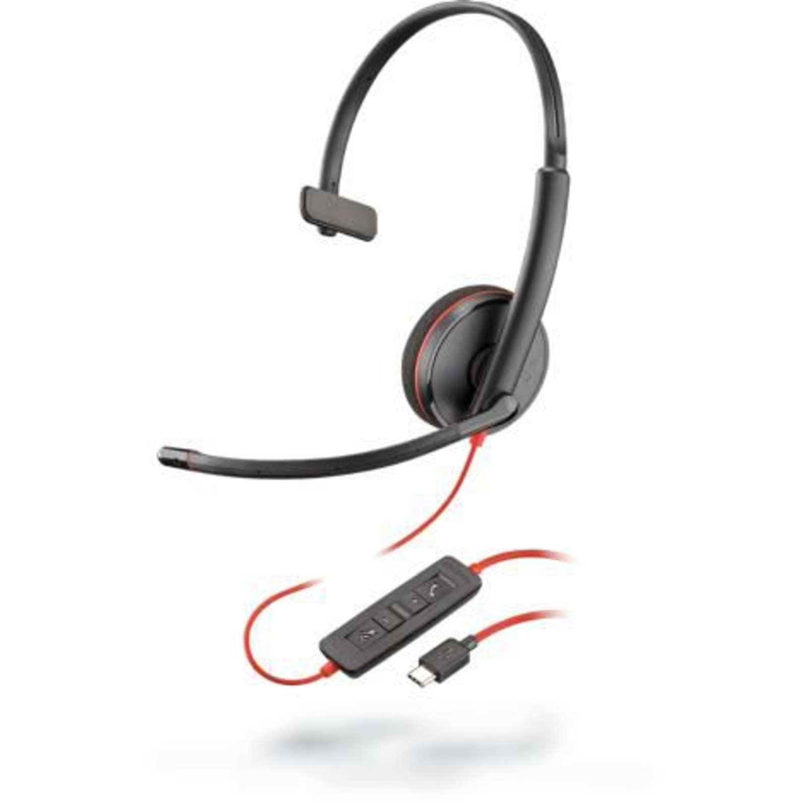 Poly Blackwire C3210 Wired Call-Music 87 G Headphones Black Red