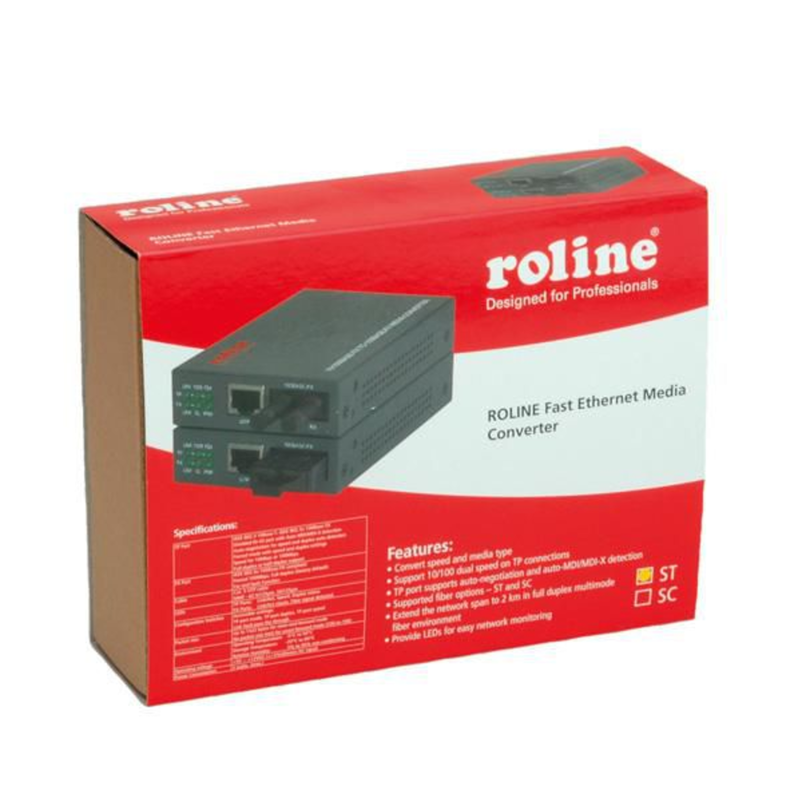 ROLINE Fast Ethernet Converter RJ-45 ST Loop-back