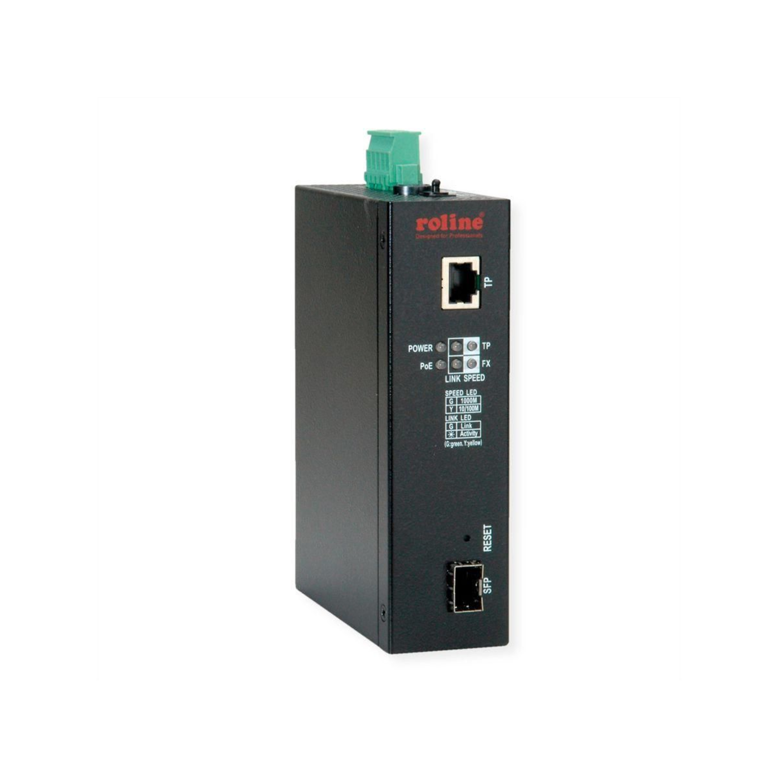ROLINE Ind.Conv. Gigabit Eth. RJ45-LC with PoE IEEE802.3af-at-bt Converter Fibre Optic Cable
