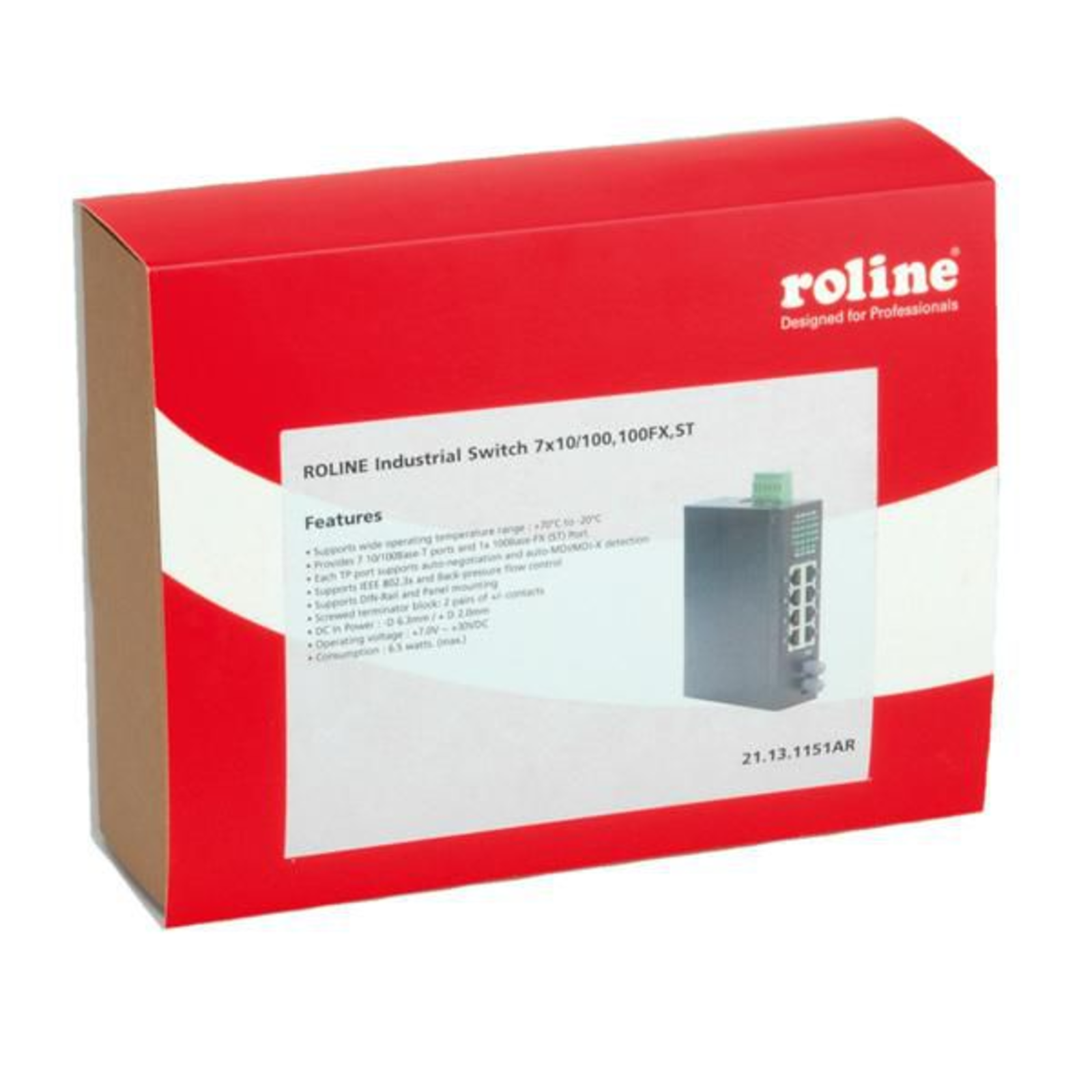 ROLINE Industrial Switch 7x RJ-45 1x ST Unmanaged Full Duplex