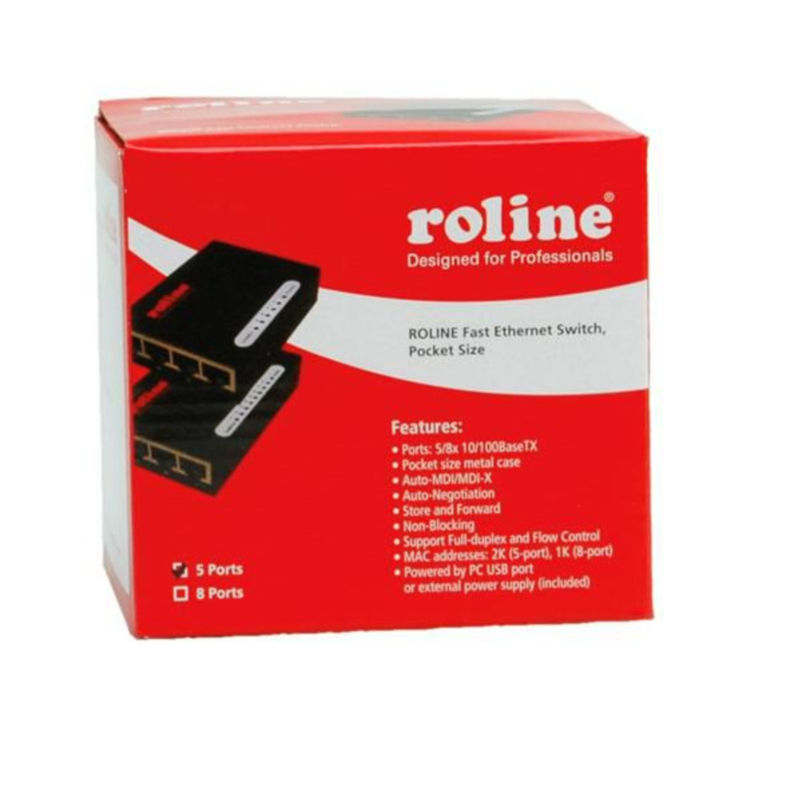 ROLINE Fast Ethernet Switch Pocket 5 Ports Full Duplex