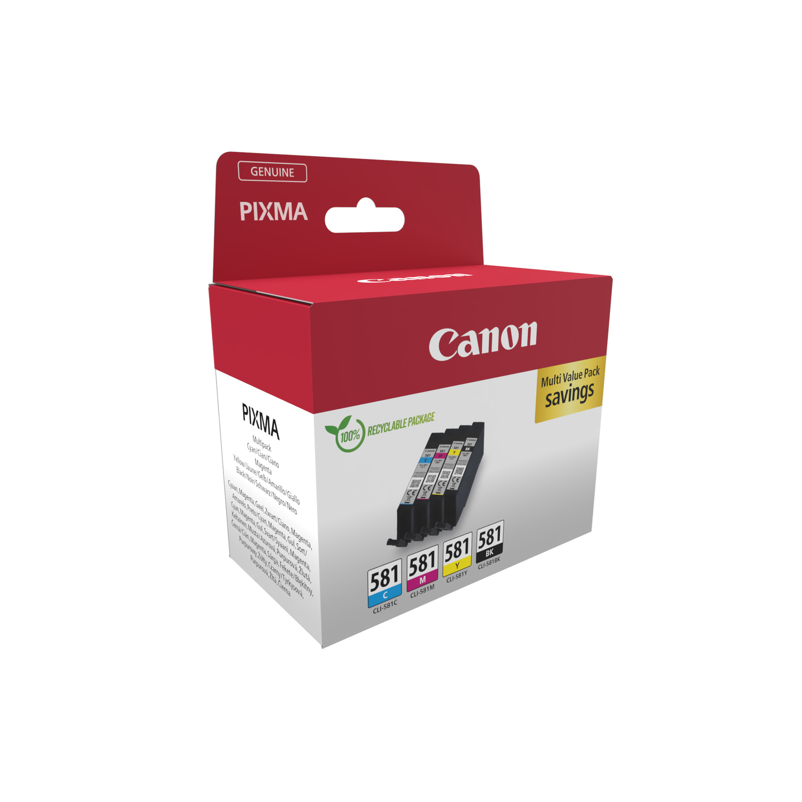 Canon CLI 581 BKCMY Multi Pack 200 Pages Black 250 Pages Colour Ink Tank