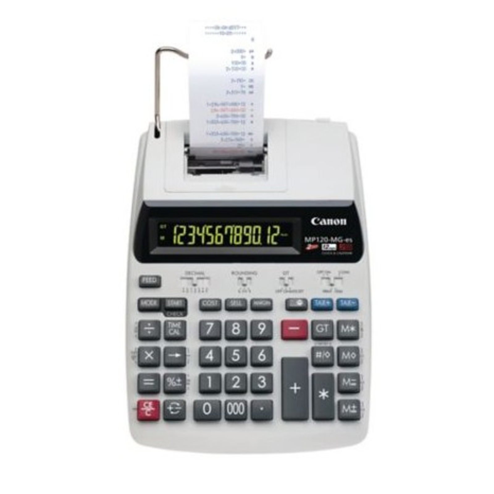 Canon MP120-MG-es II Desktop Printing Calculator 12 Digits Foldable Display AC White