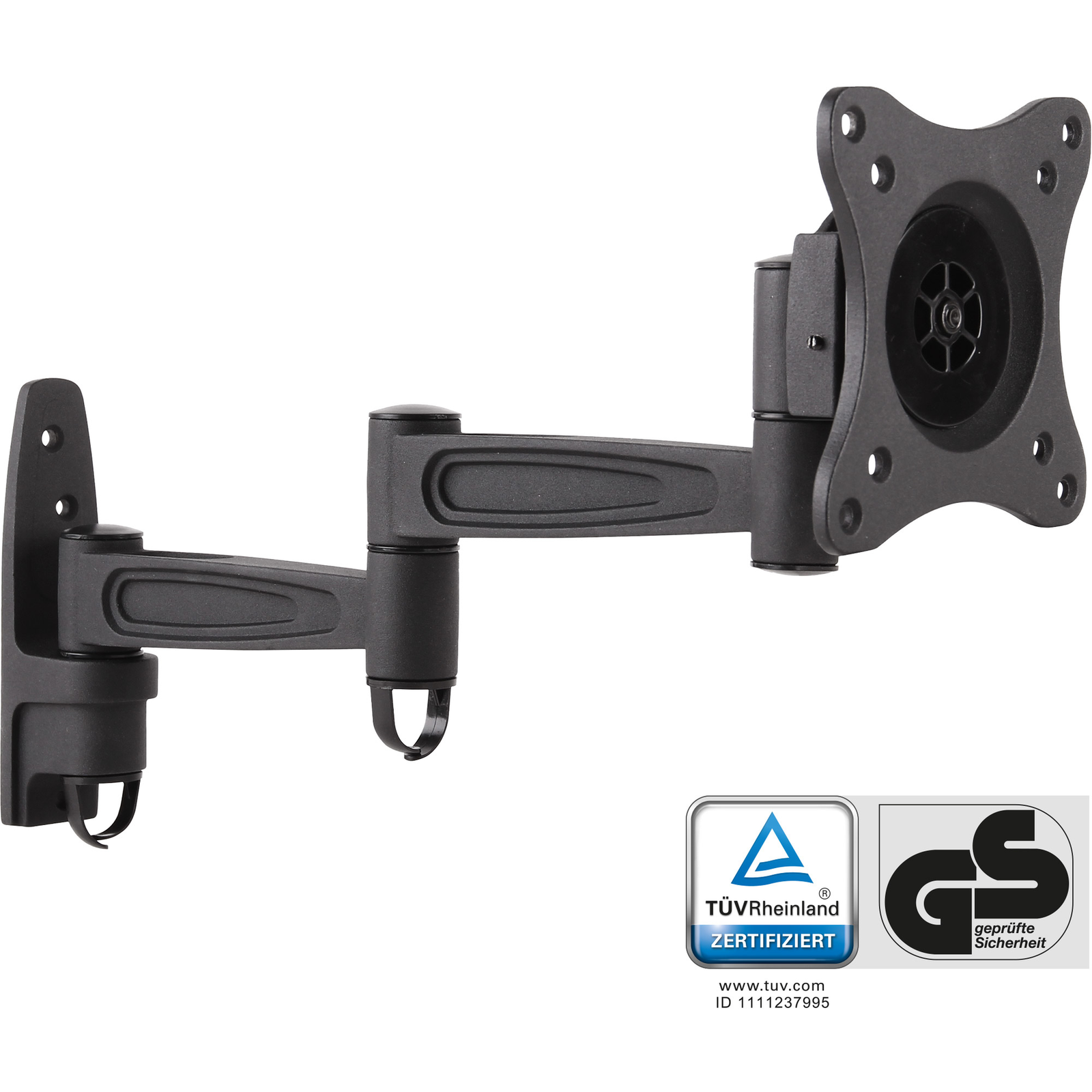InLine Mounting Kit Wall Mount Adjustable Arm LCD Display Aluminium Black Size 33-68cm 13inch-27inch