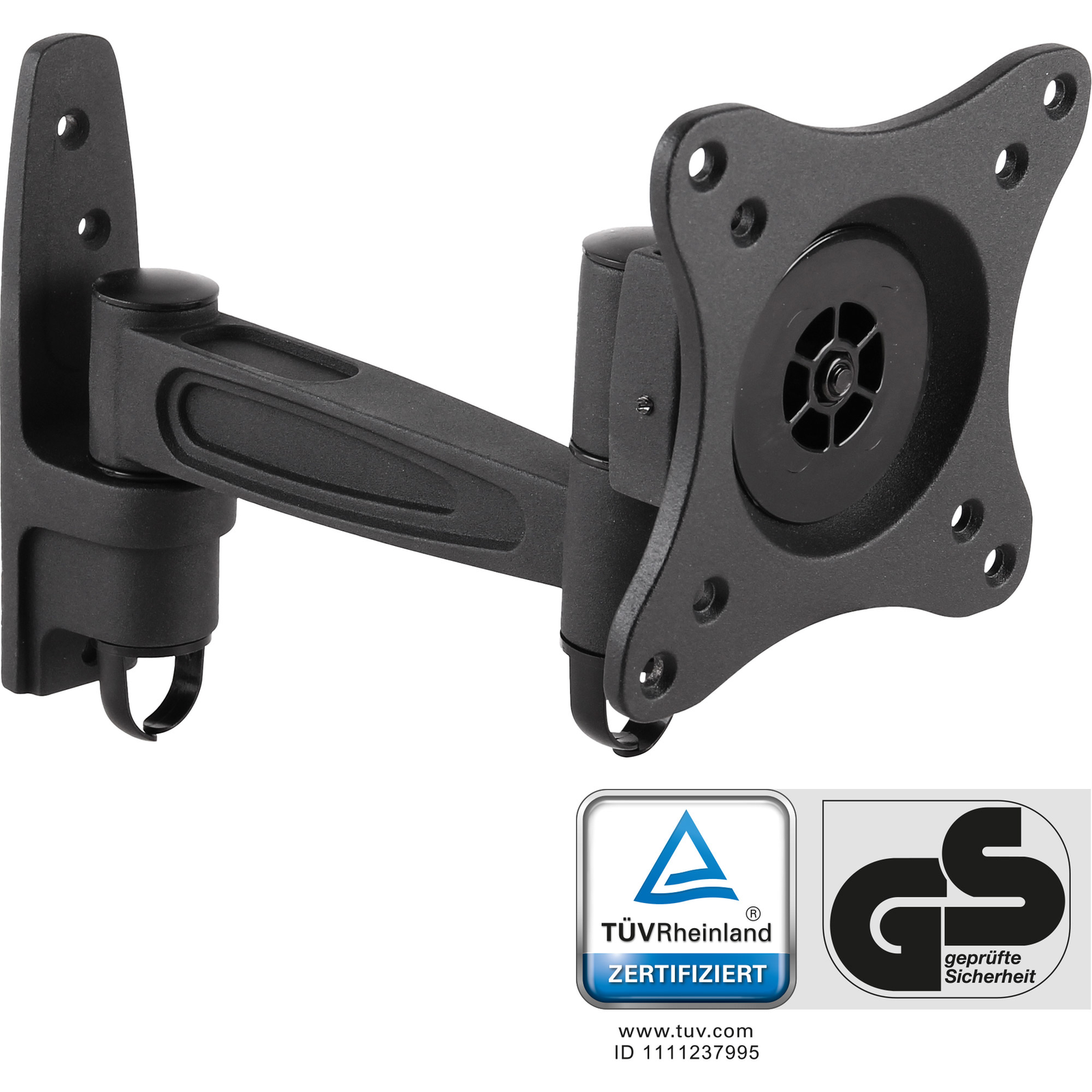 InLine Mounting Kit Wall Mount Articulated Arm LCD Display Aluminium Black Size 33-68.6cm