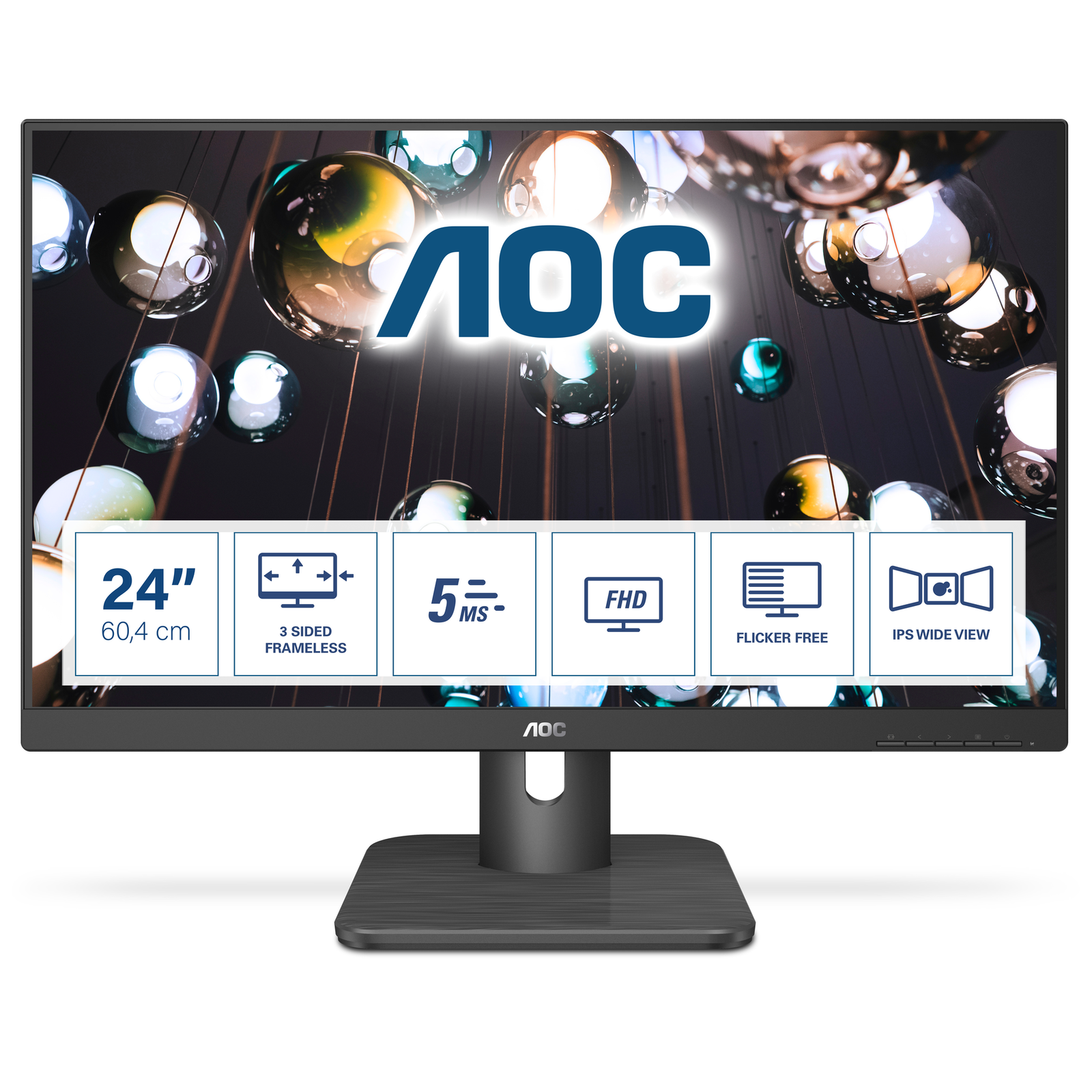 AOC Monitor 23,8Inch 24E1Q 5ms IPS HDMI VGA DisplayPort VESA Speaker Full HD Black