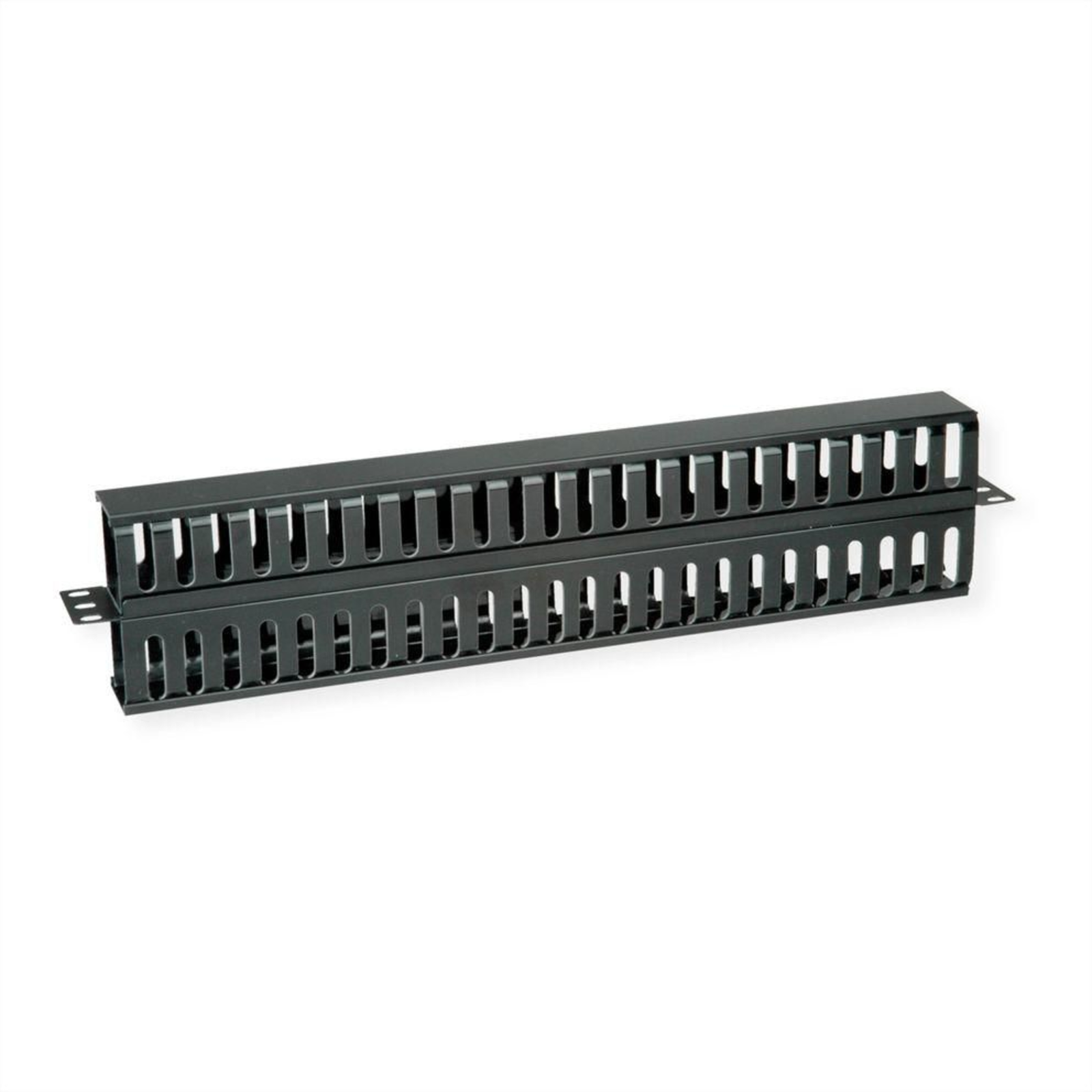 VALUE Rack Cable Guide Plate with Channel Front Black RAL 9005 1U 48.3 Cm (19inch)