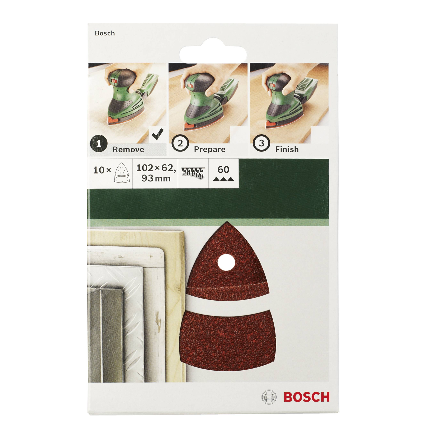Bosch Multi Sandpaper with Velcro Perforated Grit 40 (L X W) 102mm X 62.93mm 10 Pcs (2609256 A61)