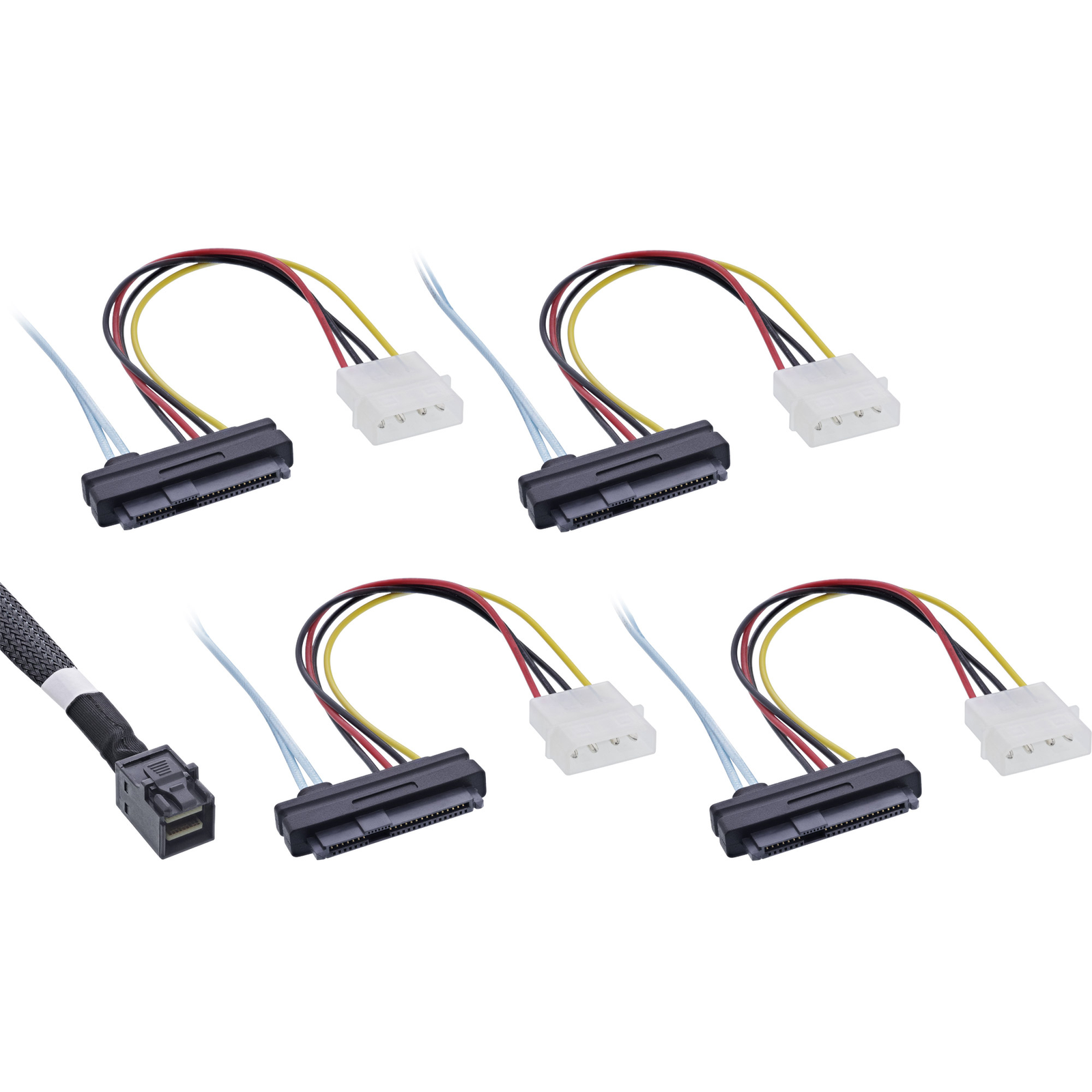 InLine Mini SAS HD Cable SFF-8643 to 4x SFF-8482 29-pin + Power 1m