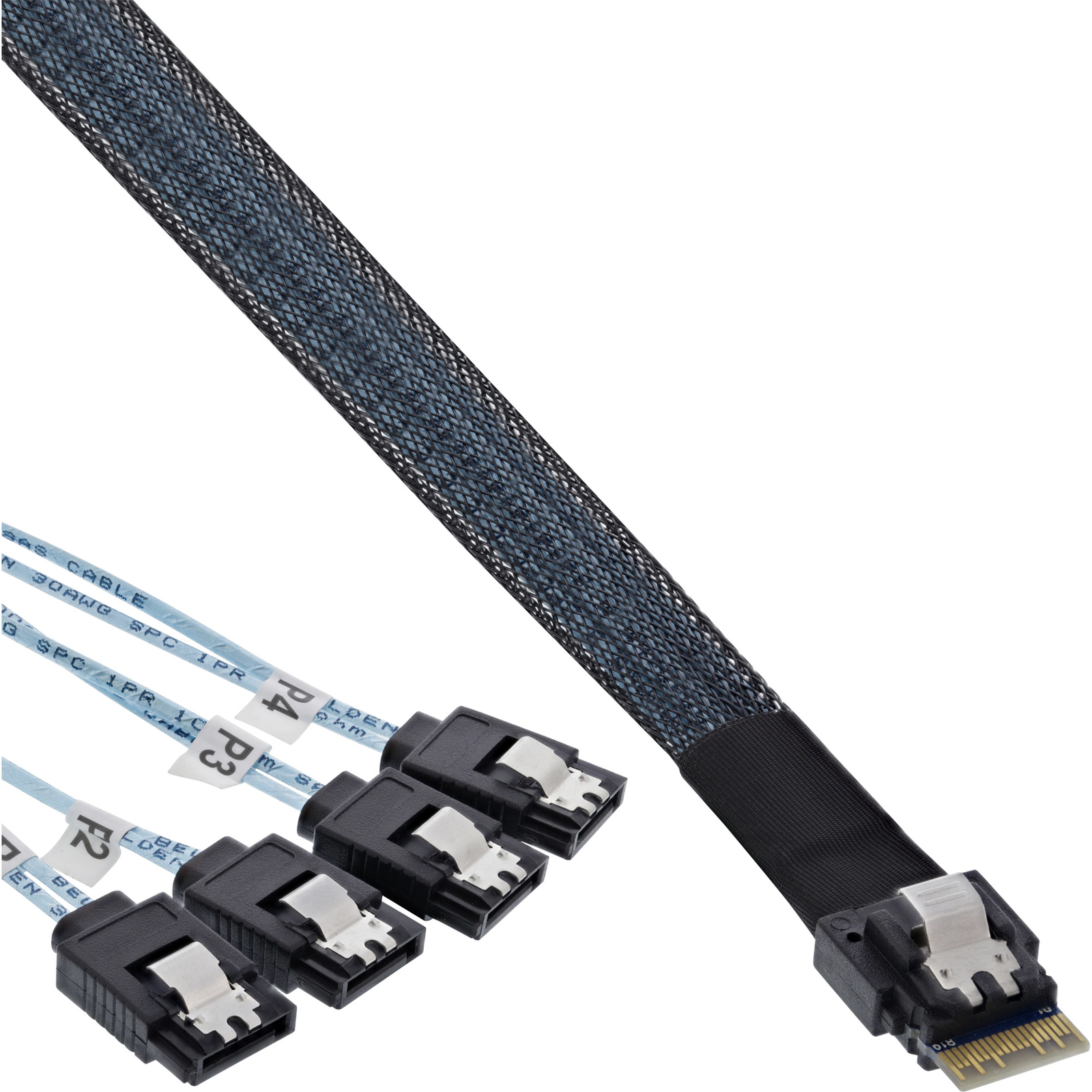 InLine Slim SAS Cable SFF-8654 4i to 4x SATA 7-pin 12Gb-s 0.5m