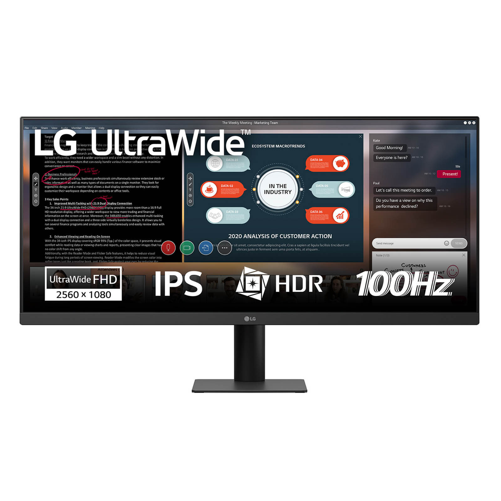 LG 29U511A-B Office Monitor IPS Panel 29 Inches 100Hz with Borderless Screen