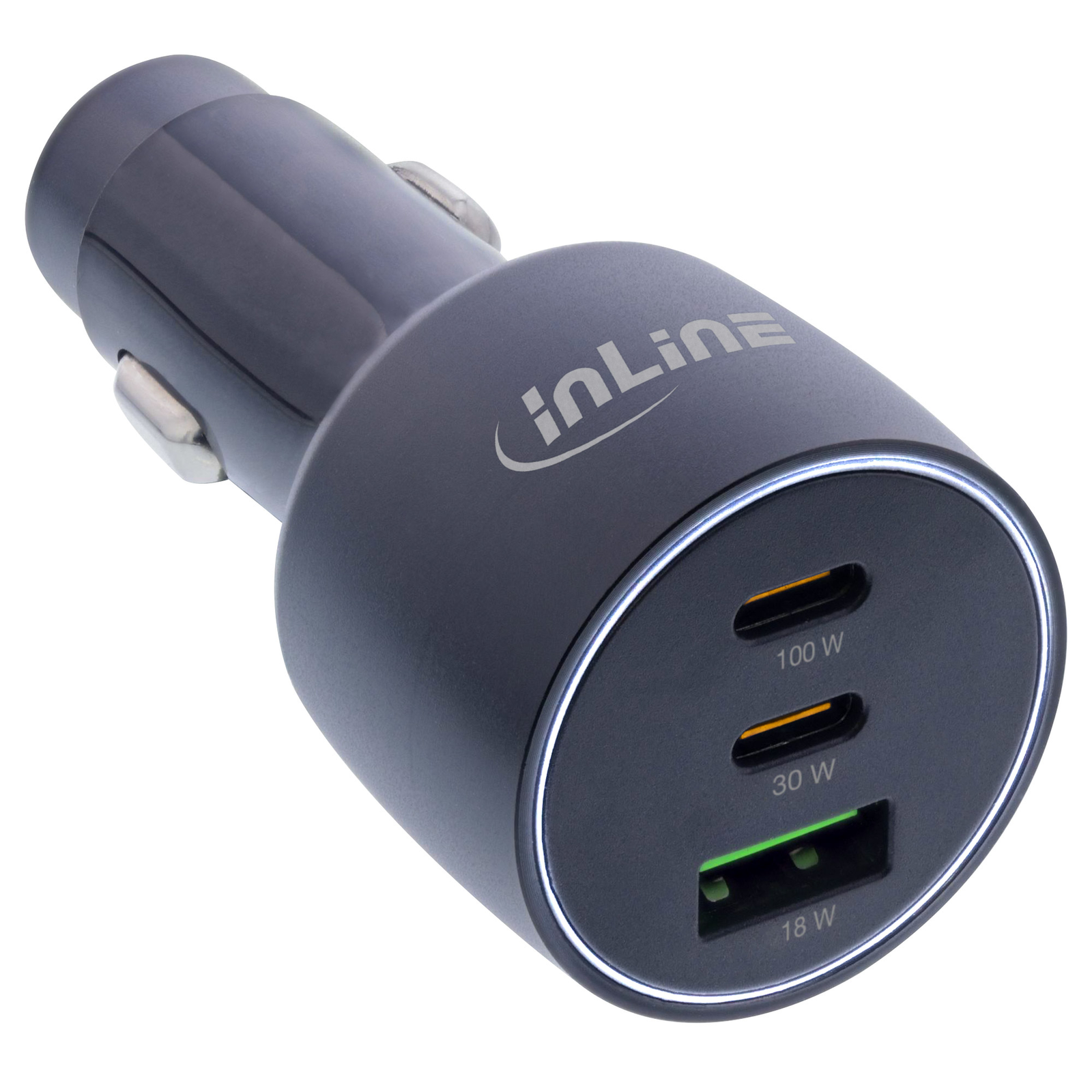 InLine USB Car Power Adapter Power Delivery 2x USB-C + QC 3.0 USB-A Black