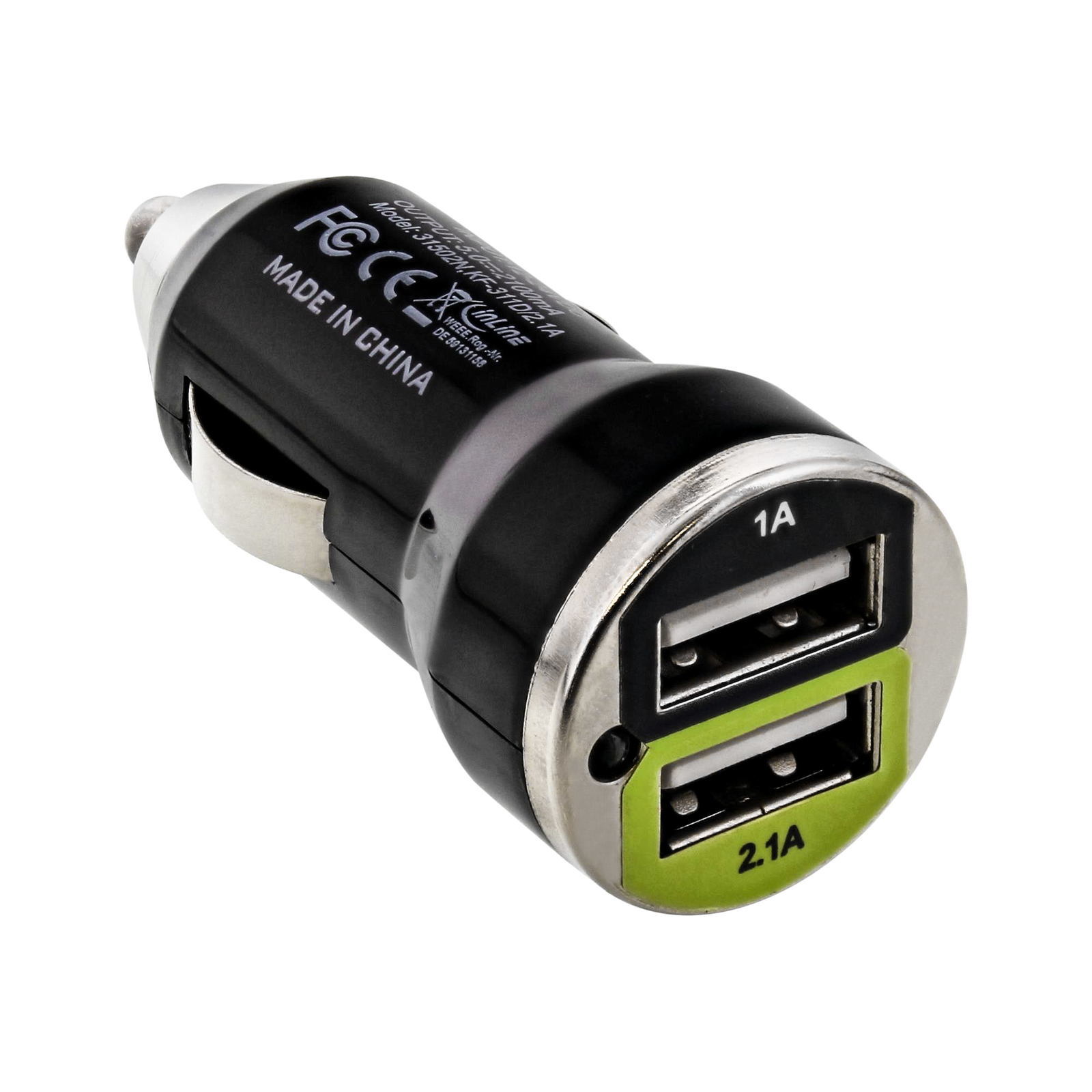 InLine USB Car Charger Power Adapter 12-24VDC to 5V DC-2.1A Mini