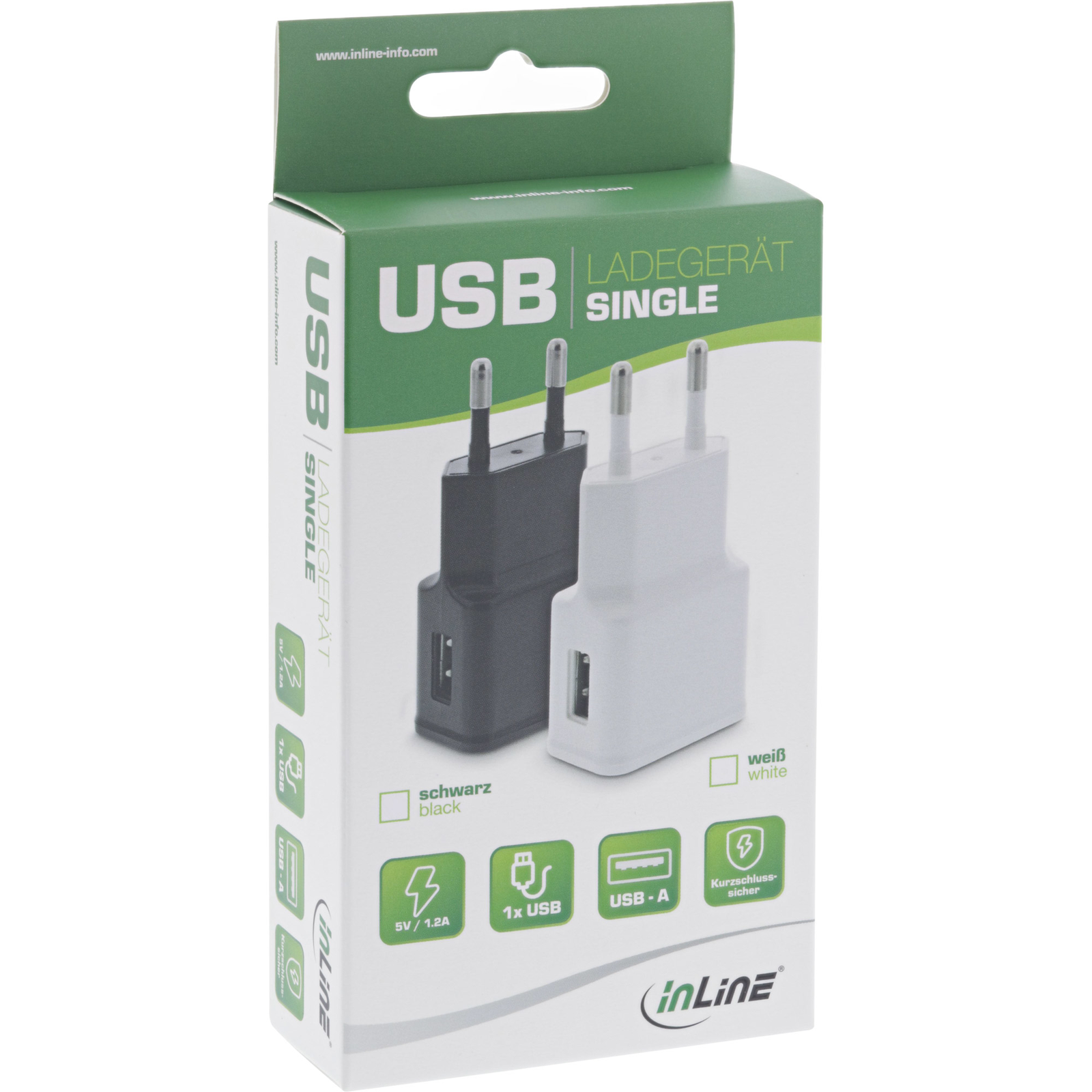 InLine USB Charger Single Power Supply Unit 100-240V to 5V-1.2A Black