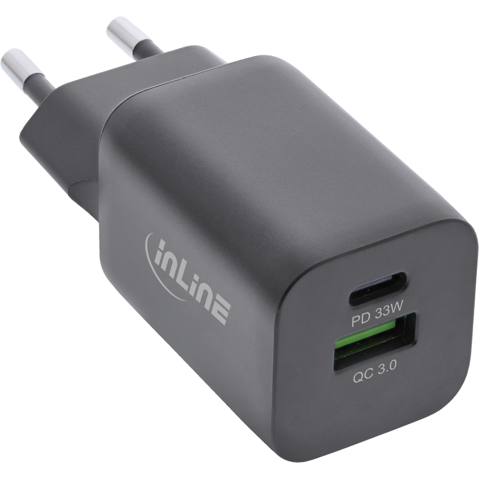 InLine Power Delivery + Quick Charge USB Power Adapter 33W USB-A + USB-C Black