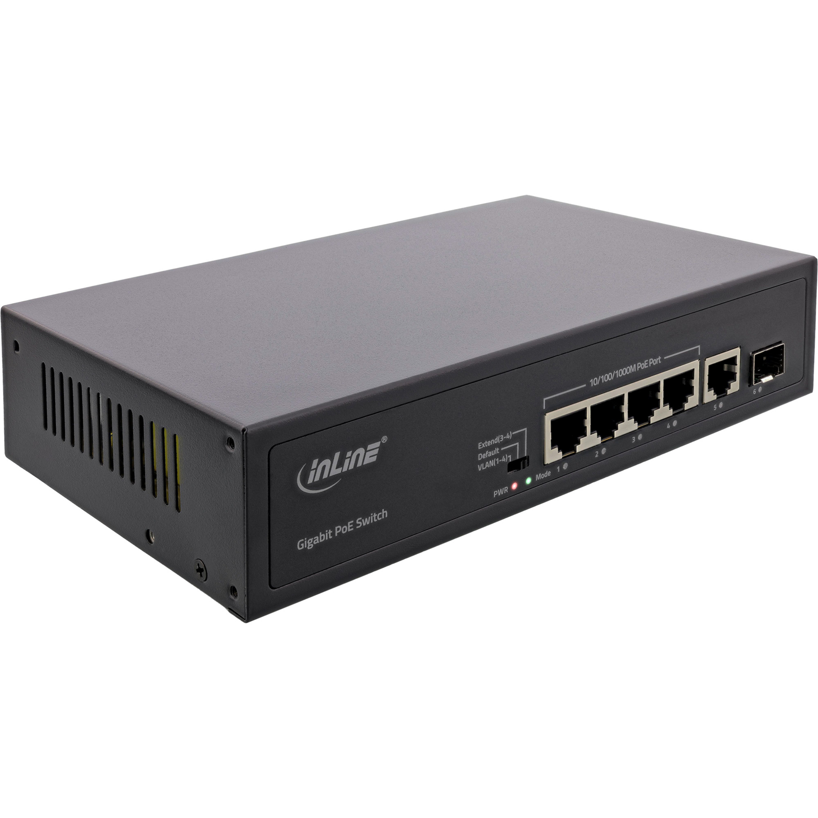 InLine PoE+ Gigabit Network Switch 5 Port 4x 1xSFP 1GB/s Desktop Metal Access Point 1GBps TCP/IP