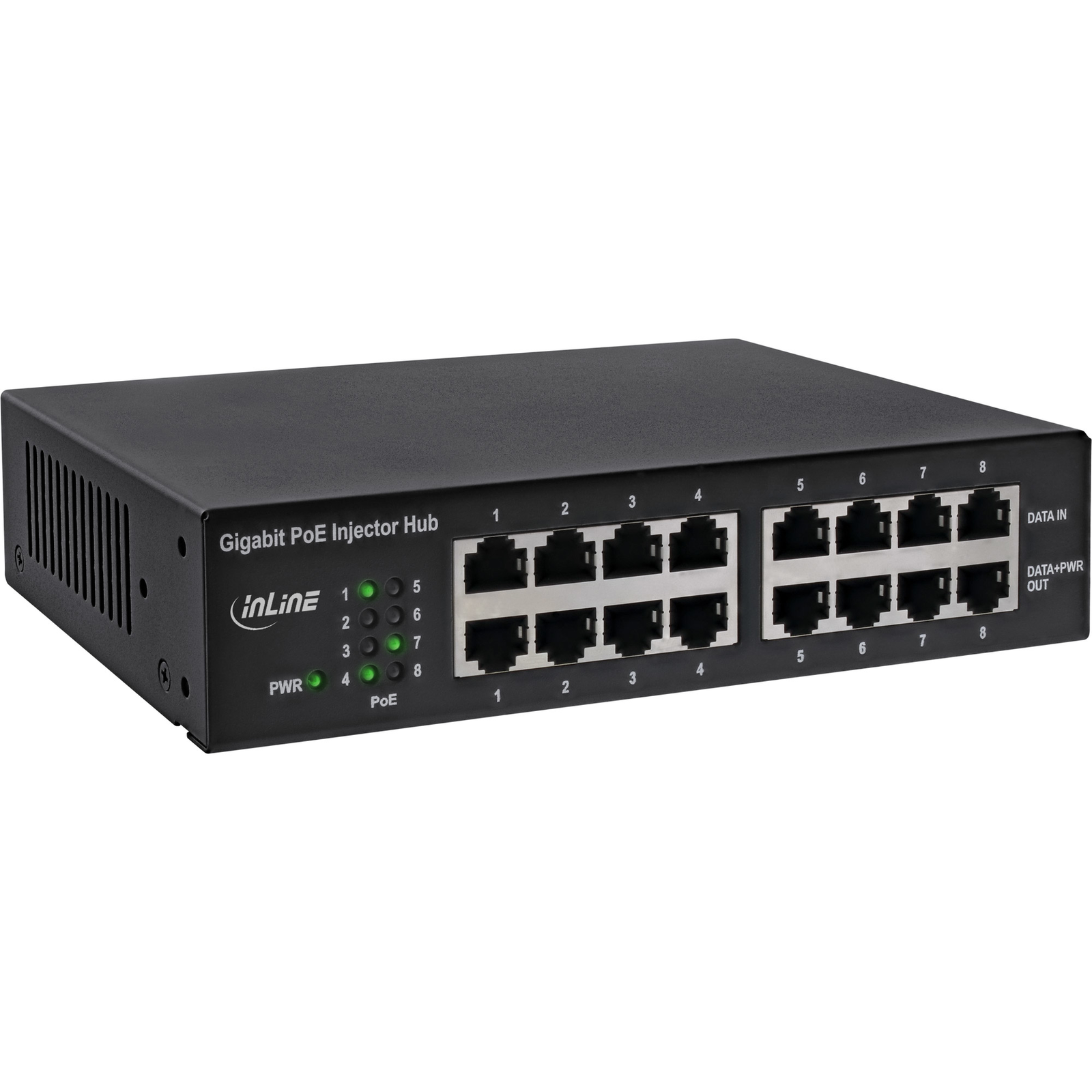 InLine PoE+ Gigabit Network Injector Hub Switch 8 X 10/100/1000 (PoE+)