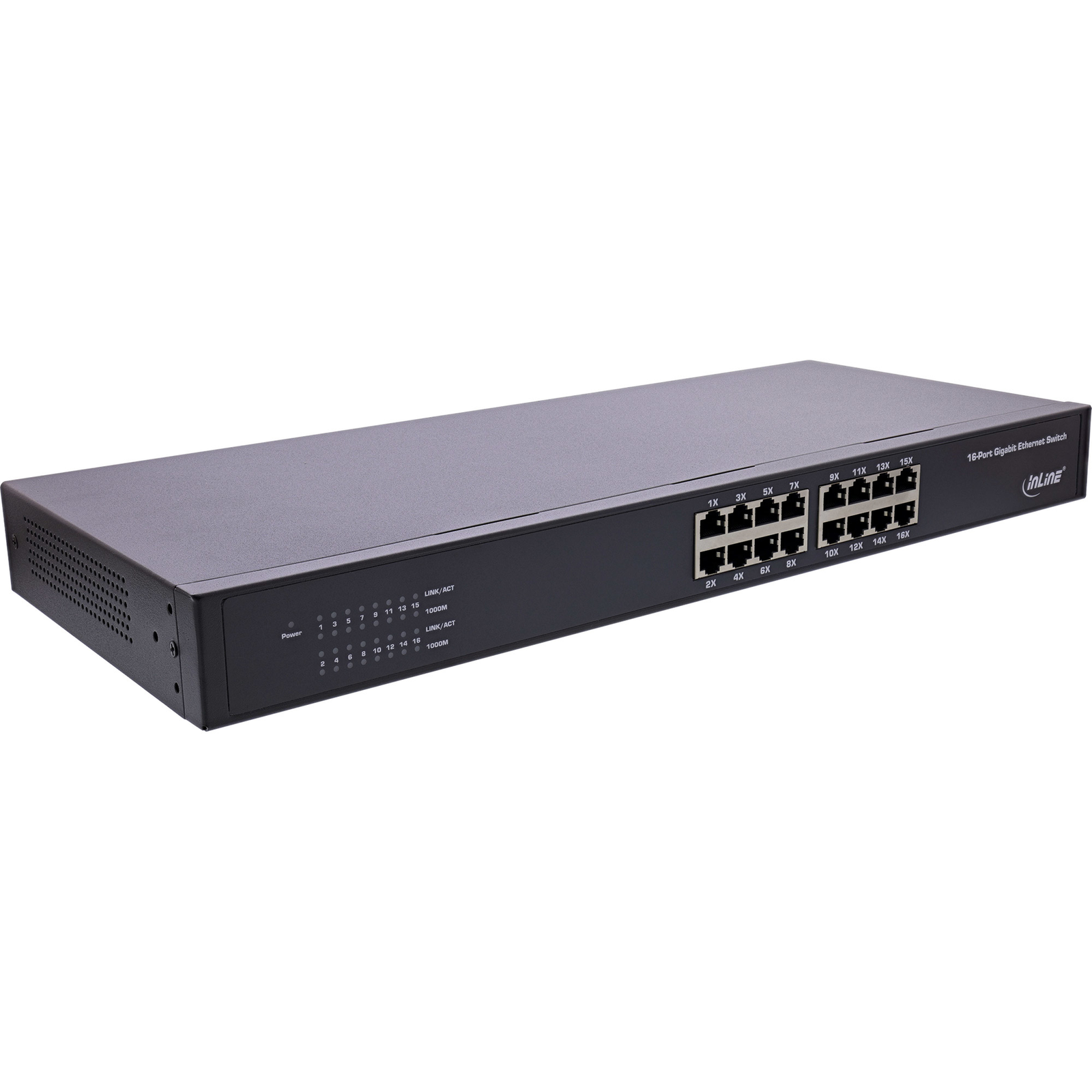 InLine Gigabit Network Switch 16-Port 1GBit/s 48.26cm 19inch Metal Switch 1 Gbps