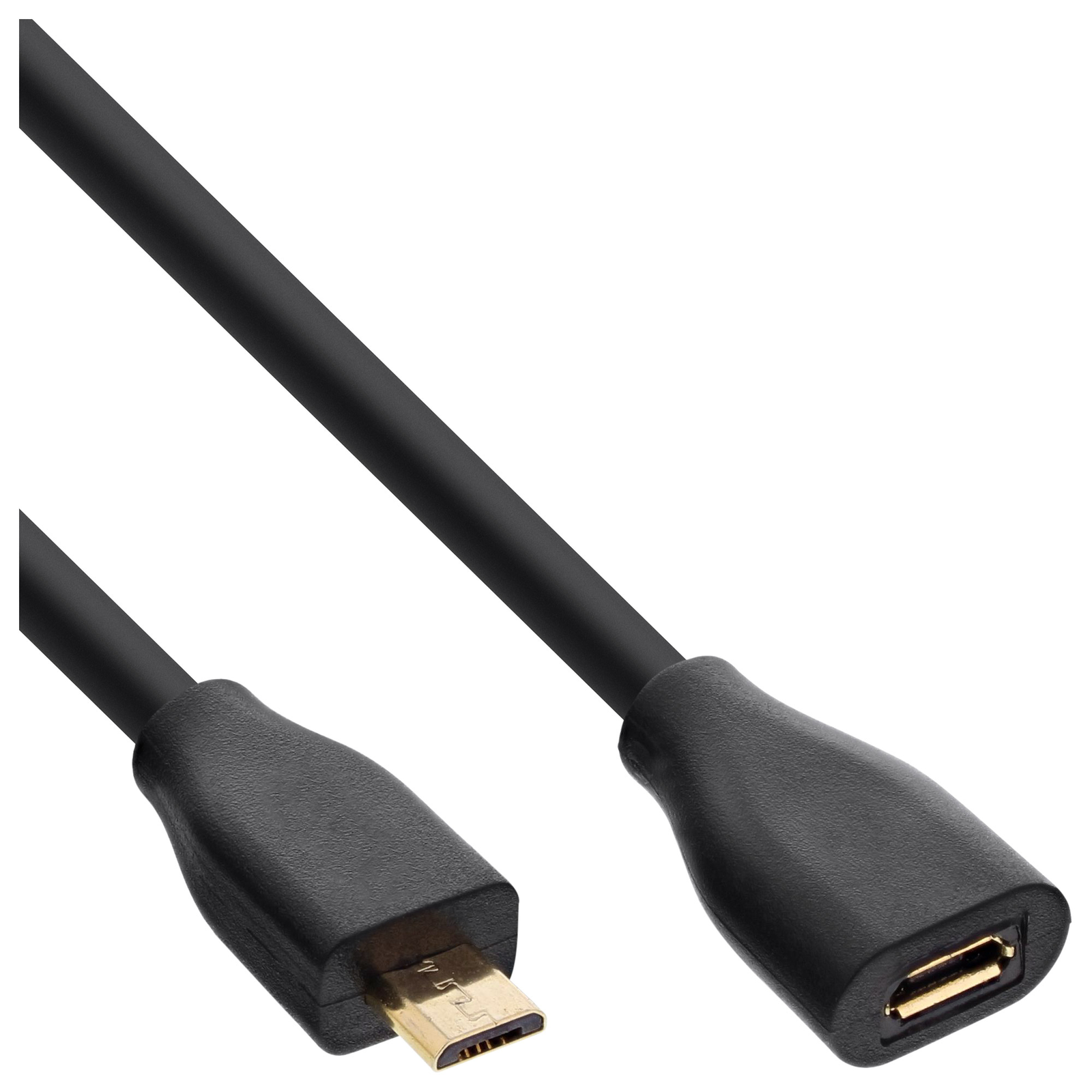 InLine Micro-USB Verl. USB 2.0 Micro-B ST-BU Black gold Plated Cont. 2m