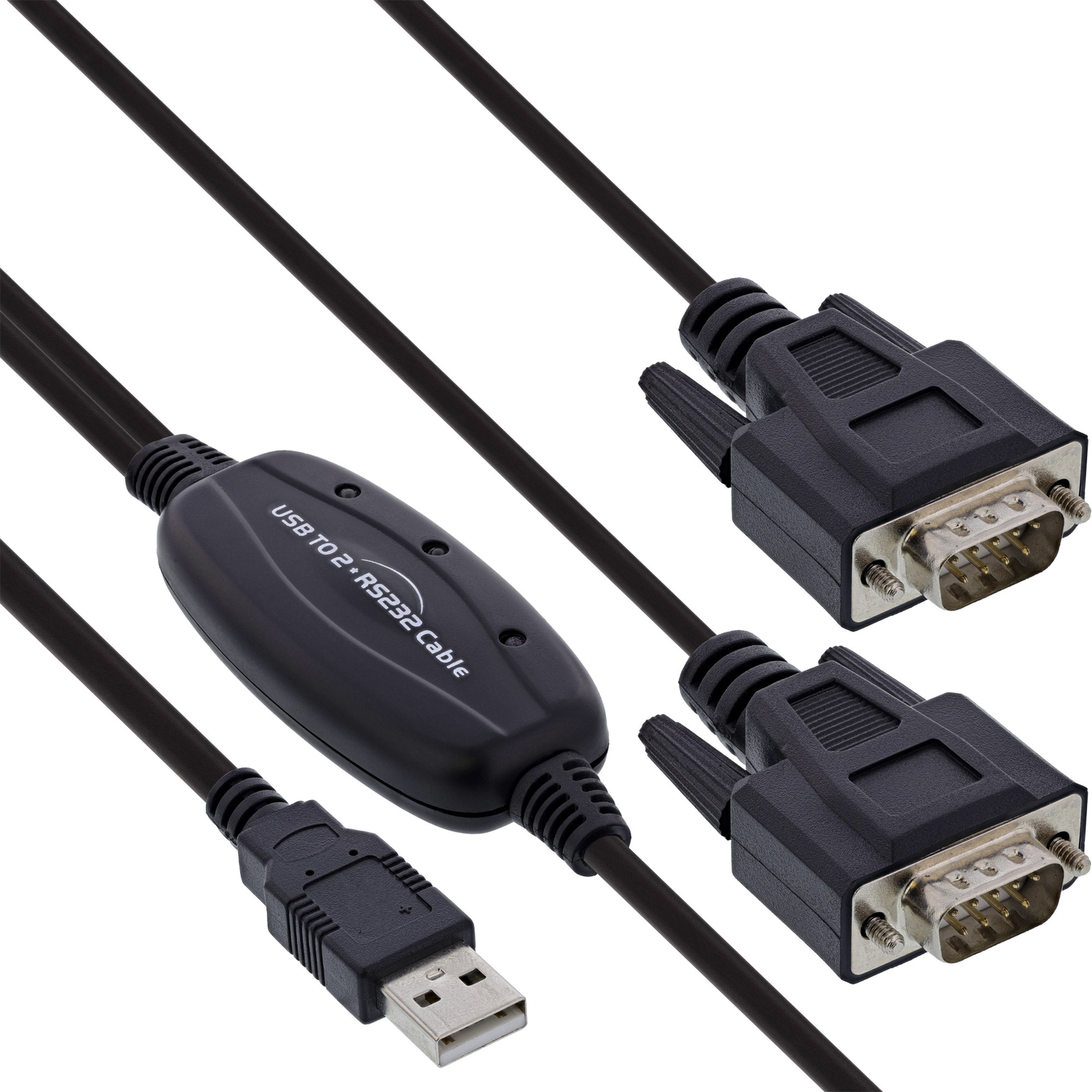 InLine USB 2.0 to 2x Serial Adapter Cable Plug A to 2x 9pin SubD ST 1.5m