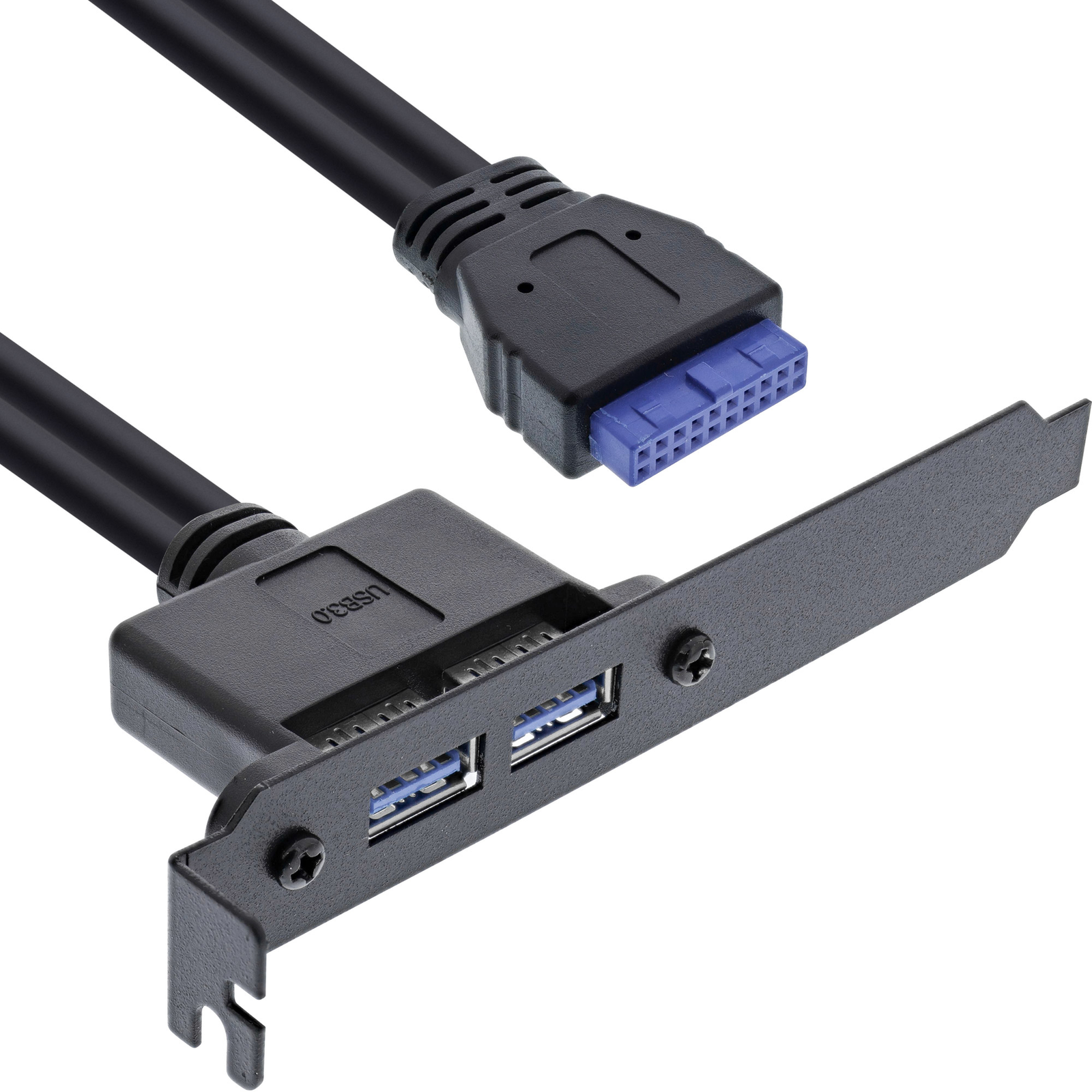 InLine Slot Bracket with Two USB 3.0 Ports to Internal USB 3.0