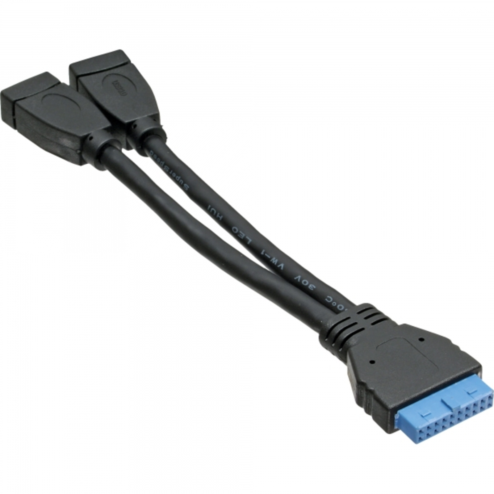 InLine USB 3.0 Adapter Cable 2x Socket A to Post Connector 19-pin 0.15m