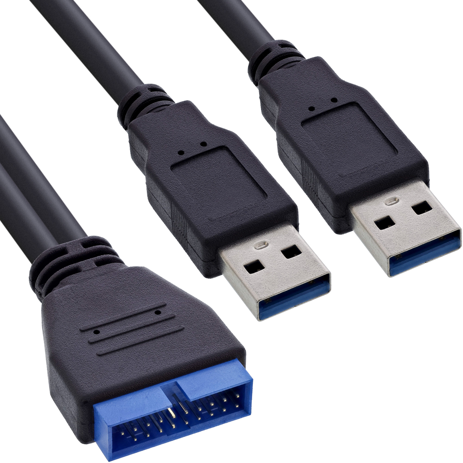 InLine USB 3.0 Adapter Cable 2x Plug A to Post Connector 19-pin. 0 -40m