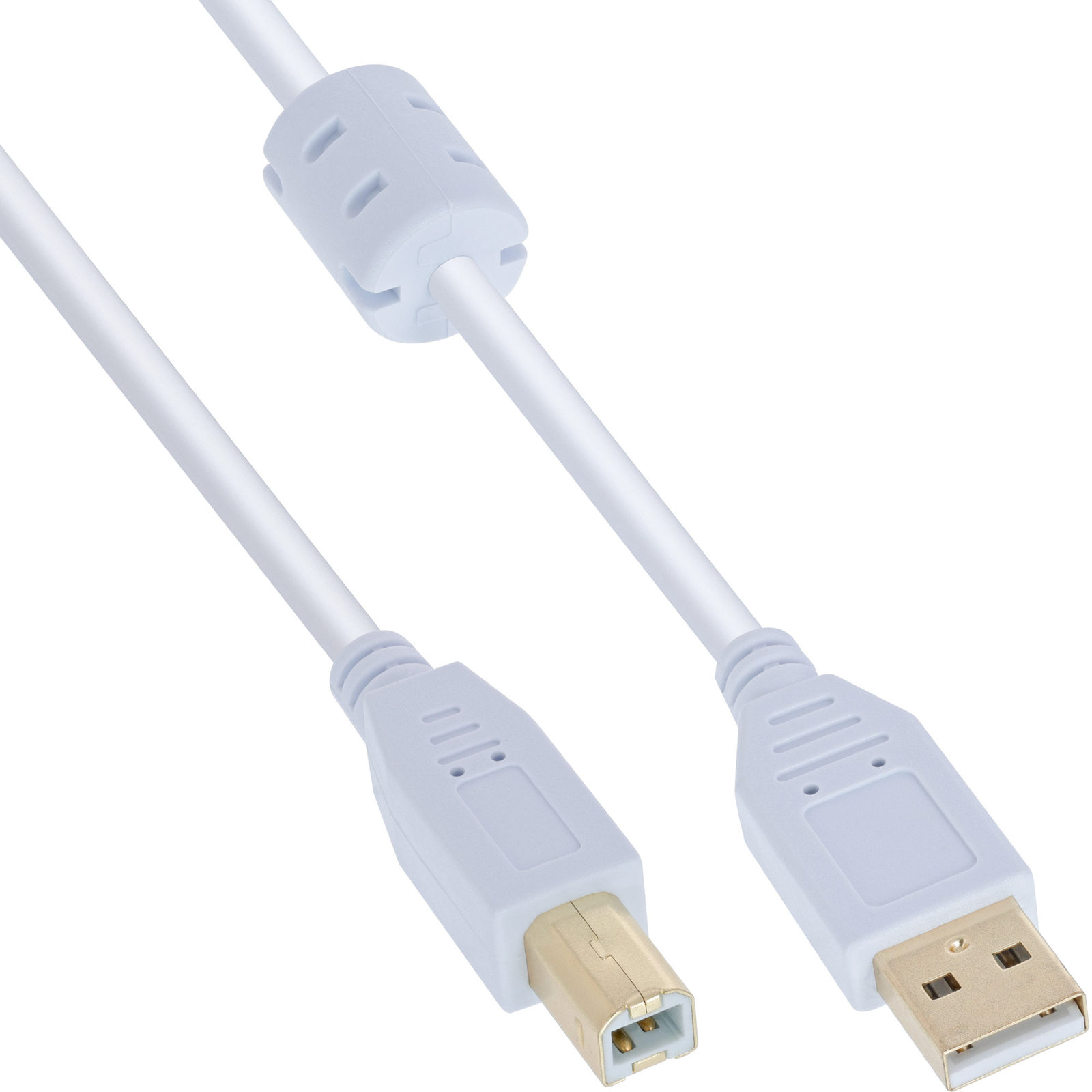InLine USB 2.0 Cable A to B White gold with Ferrite Core 3m