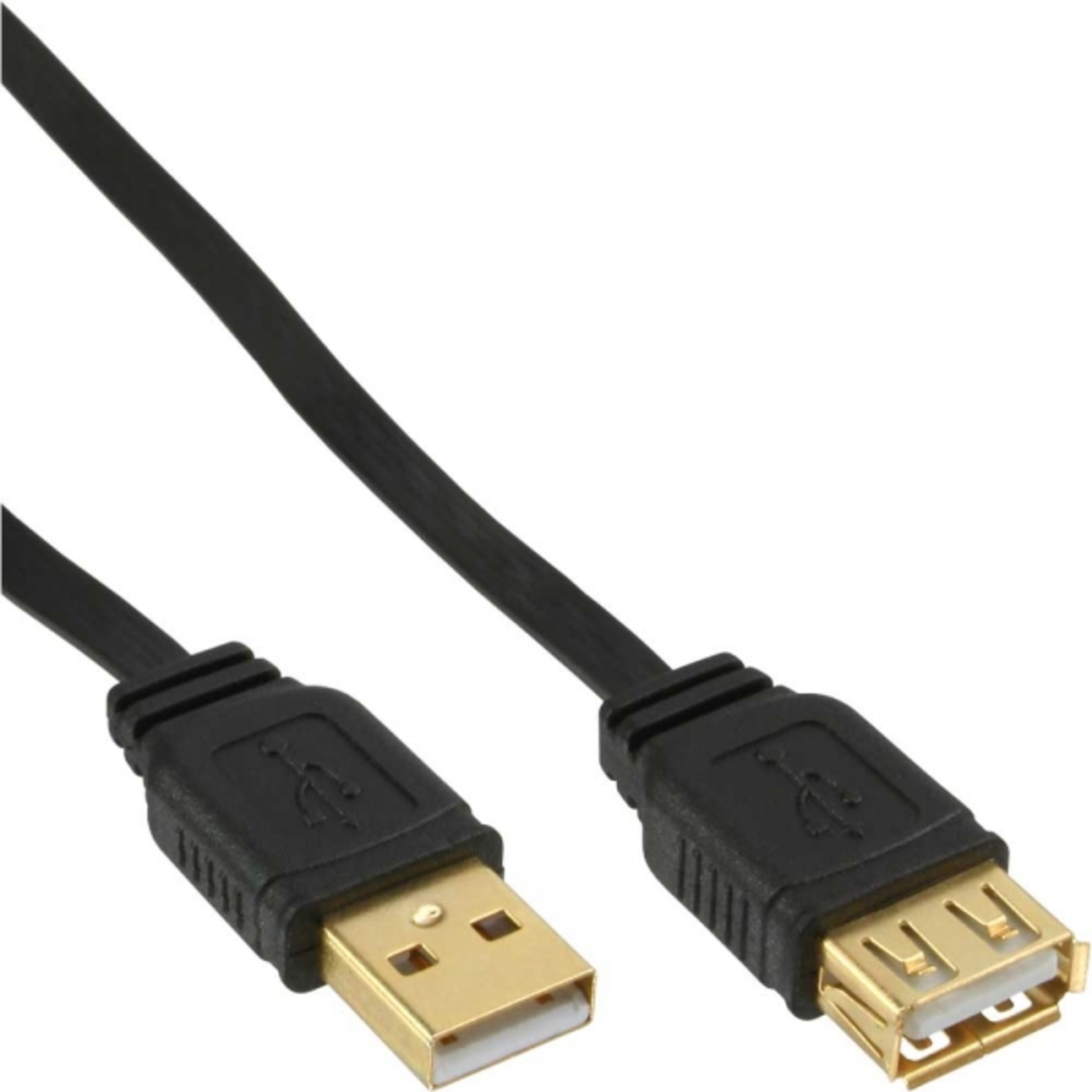 InLine USB 2.0 Flat Cable Extension A ST BU Black gold Contacts 5m