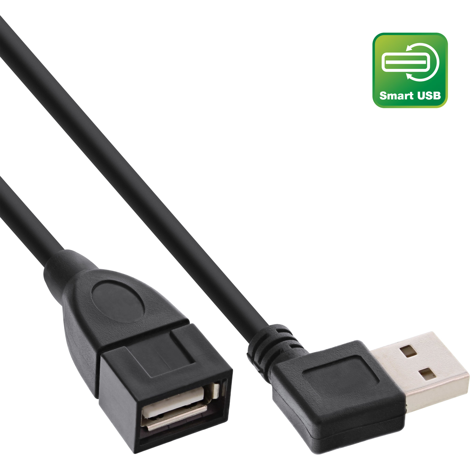 InLine Smart USB 2.0 Extension Angled ST BU Type A Black 1m