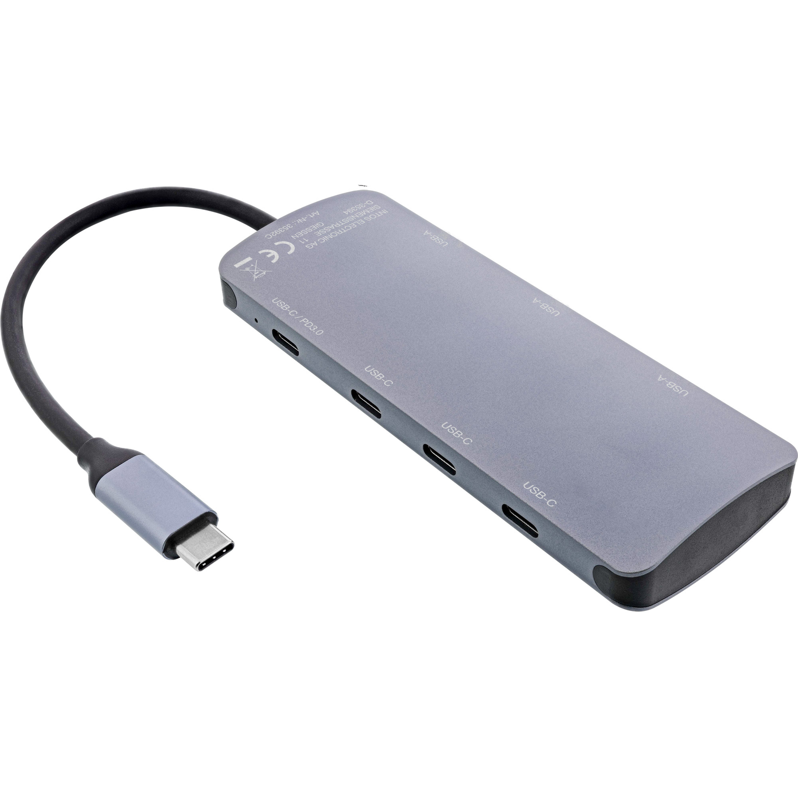 InLine USB 3.2 Gen.2 Hub 4x USB-C + 3x USB-A PD 100W Aluminum Grey