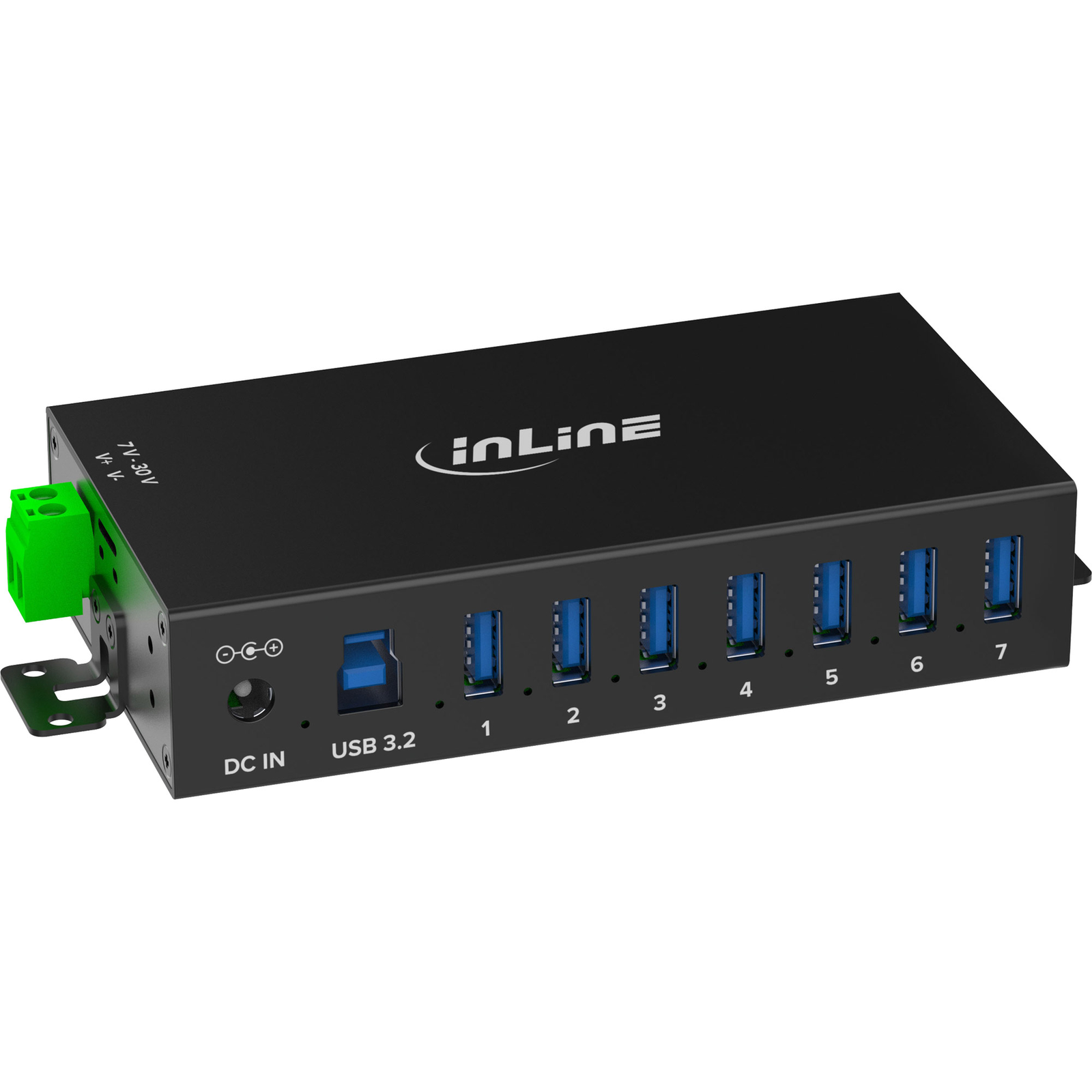 InLine USB 3.2 Gen.1 Industrial Hub 7 Ports Aluminium Housing with Power Supply
