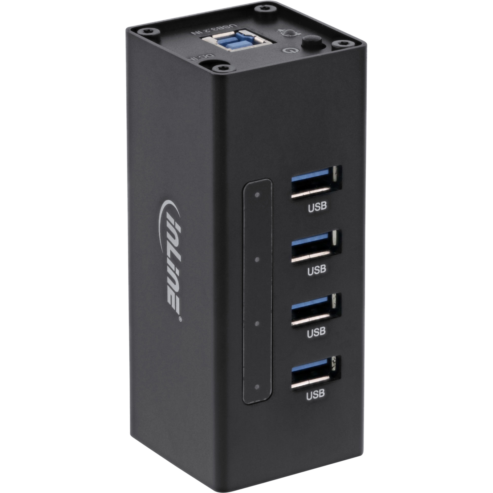 InLine USB 3.0 Hub 4 Port Aluminum Housing Black with 2.5A Power Supply Unit