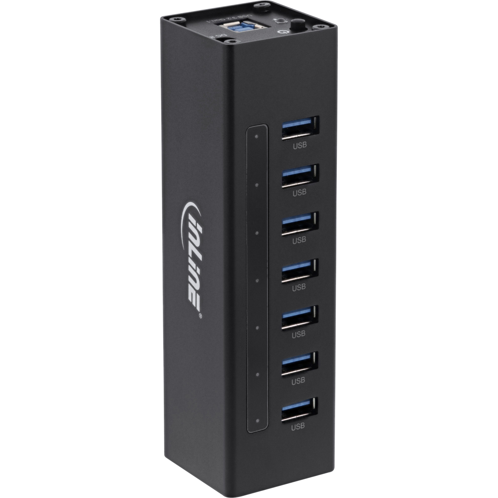 InLine USB 3.0 Hub 7 Port Aluminium Housing Black with 2.5A Power Supply Unit