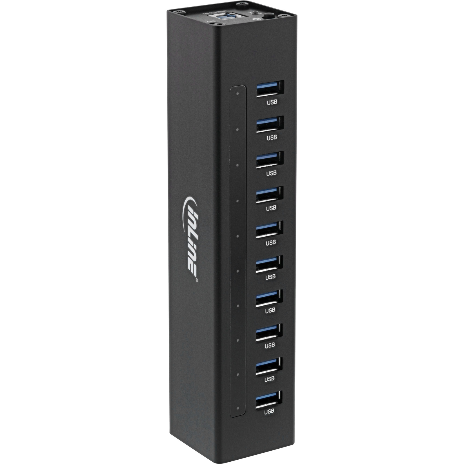 InLine USB 3.0 Hub 10 Port Aluminum Housing Black with 4A Power Supply Unit
