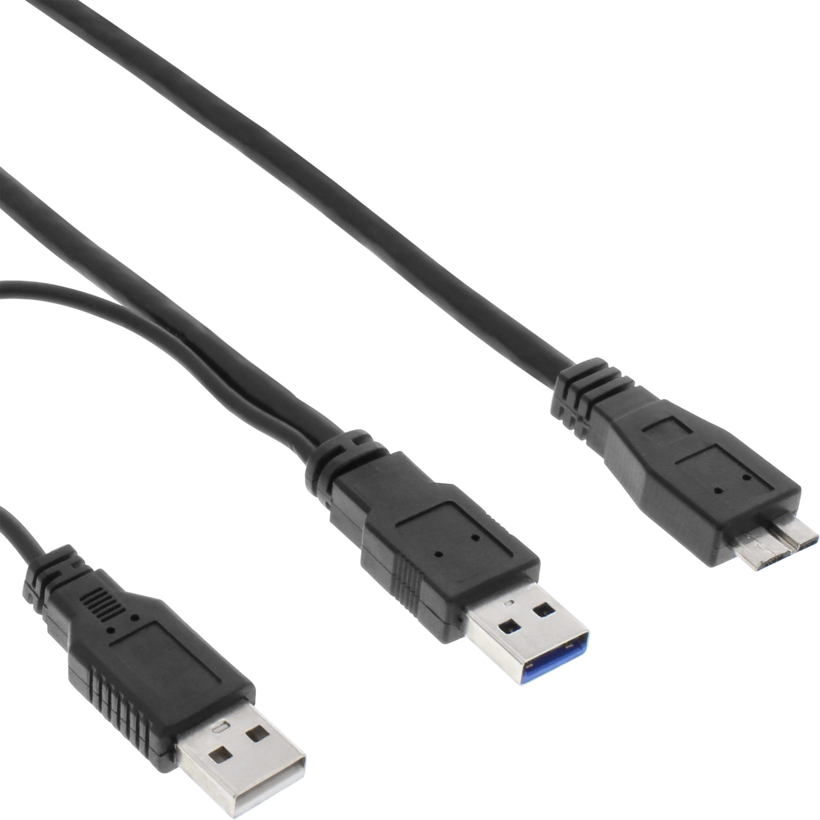 InLine USB 3.2 Gen.1 Y-cable 2x A to Micro B Black 1.5m