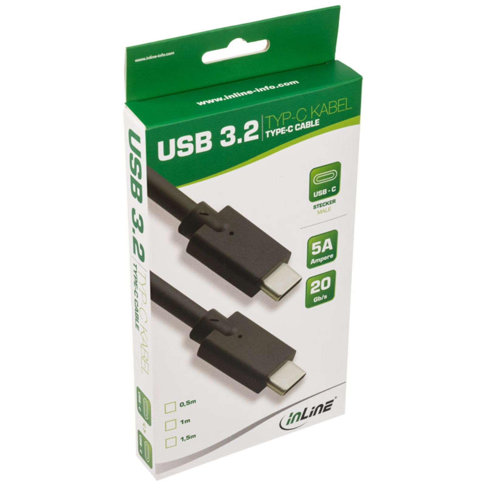 InLine USB 3.2 Gen.2x2 Cable USB-C Male/male 1m