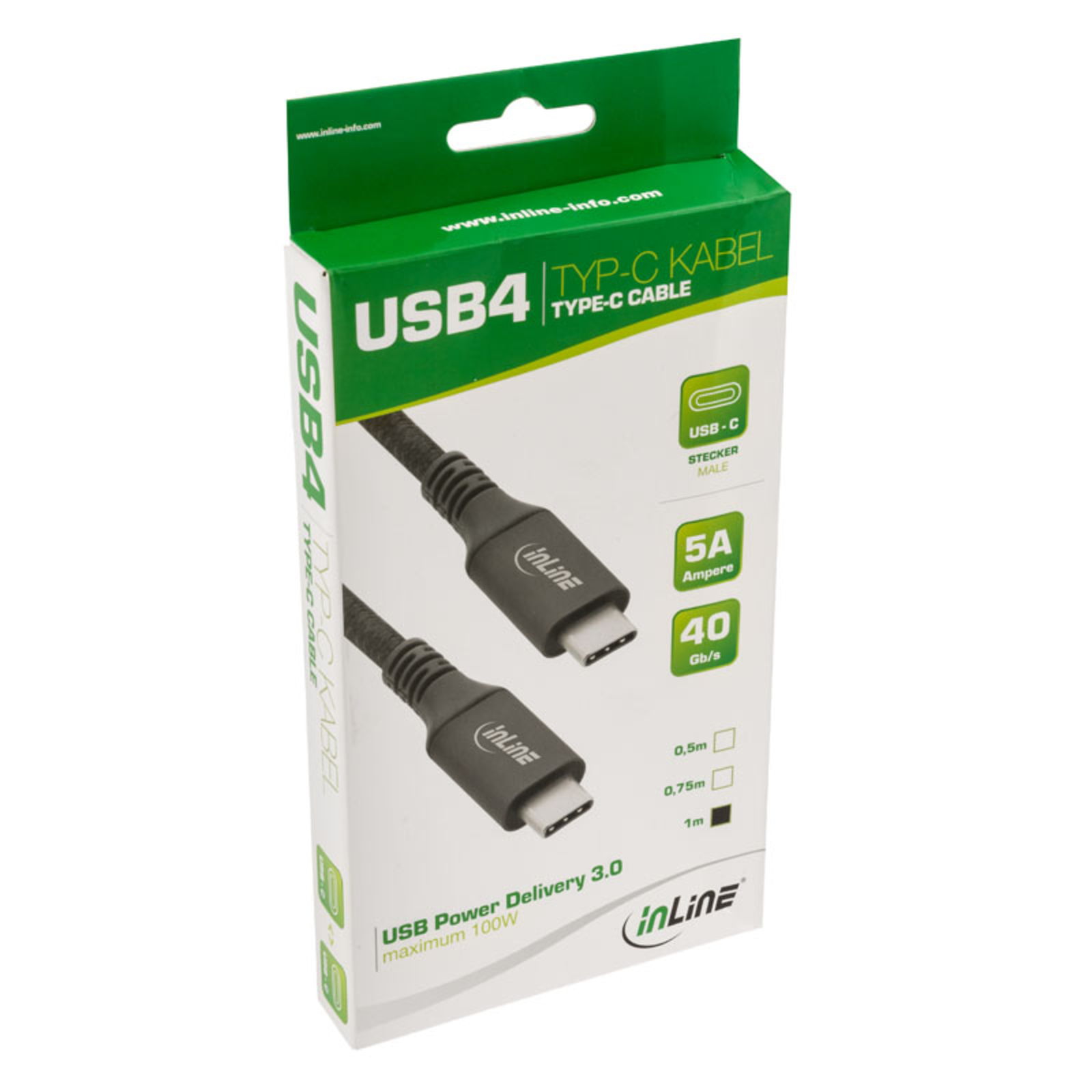 InLine USB4 Cable USB Type-C Male/male Black 1m