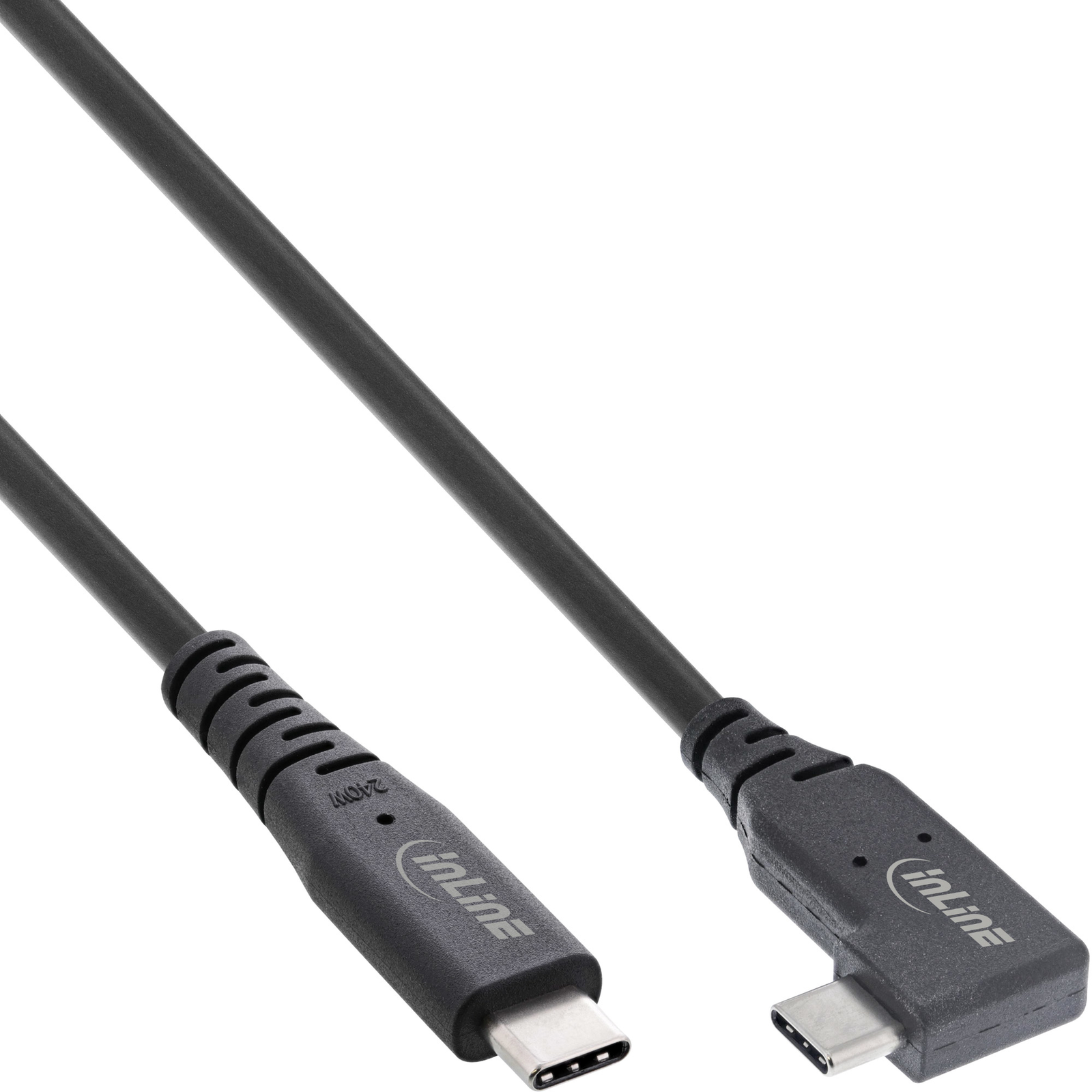 InLine USB4 Cable USB-C Angled on One Side PD 240W 8K60Hz TPE Black 1.5m