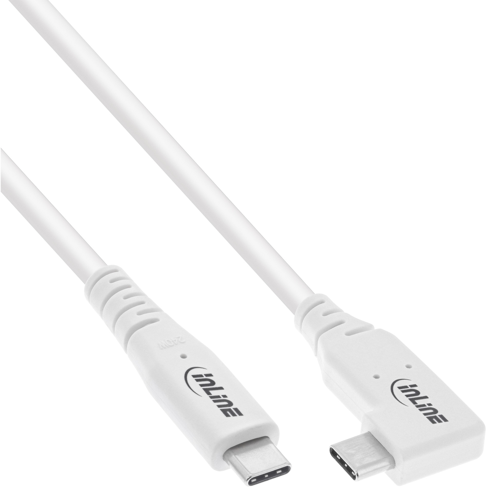 InLine USB4 Cable USB-C Angled at One End PD 240W 8K60Hz TPE White 0.5m