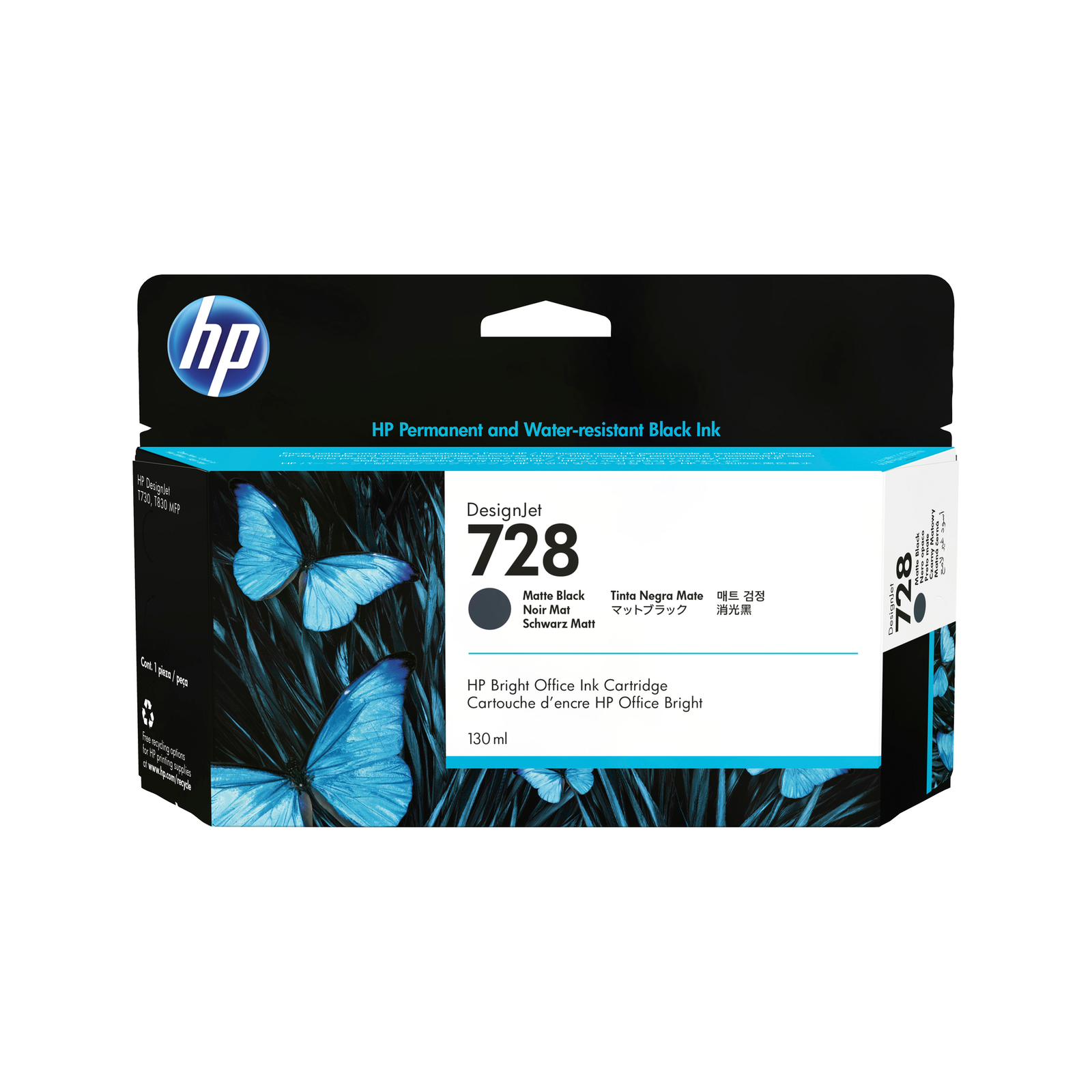 HPI 728 matte Black DesignJet Ink Cartridge. 130 Ml
