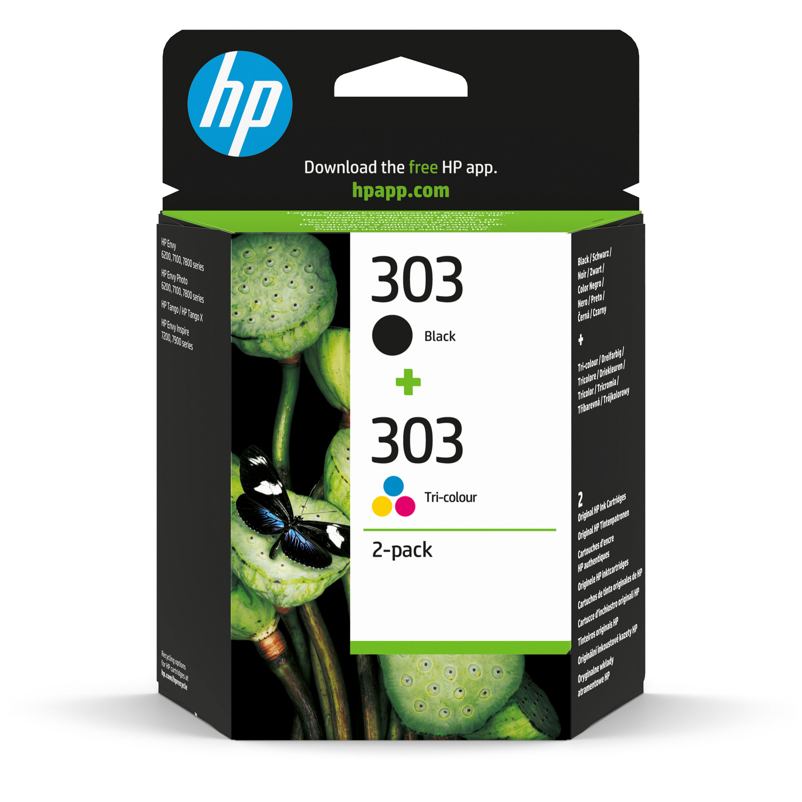HPI 303 Color cyan magenta Yellow Pigmented Black Ink 3YM92AE