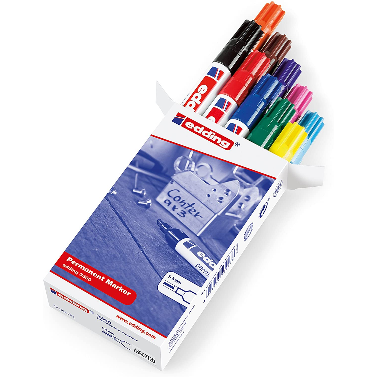 Edding 3300 Black Blue Brown Green Light Blue orange Pink Purple Red Yellow Chisel