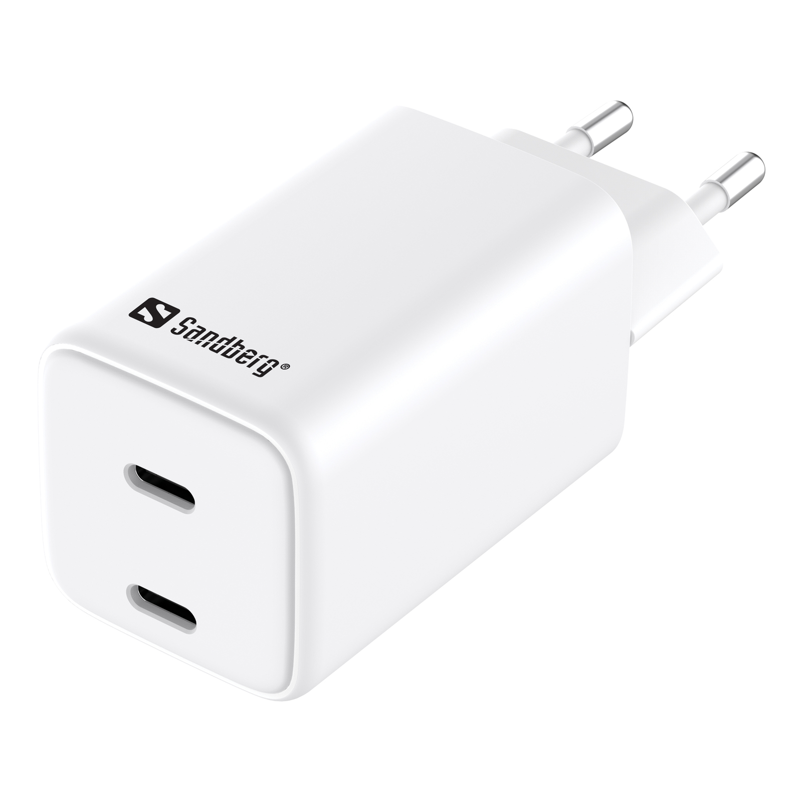 SANDBERG AC CHARGER DUAL USB-C PD65W EU White