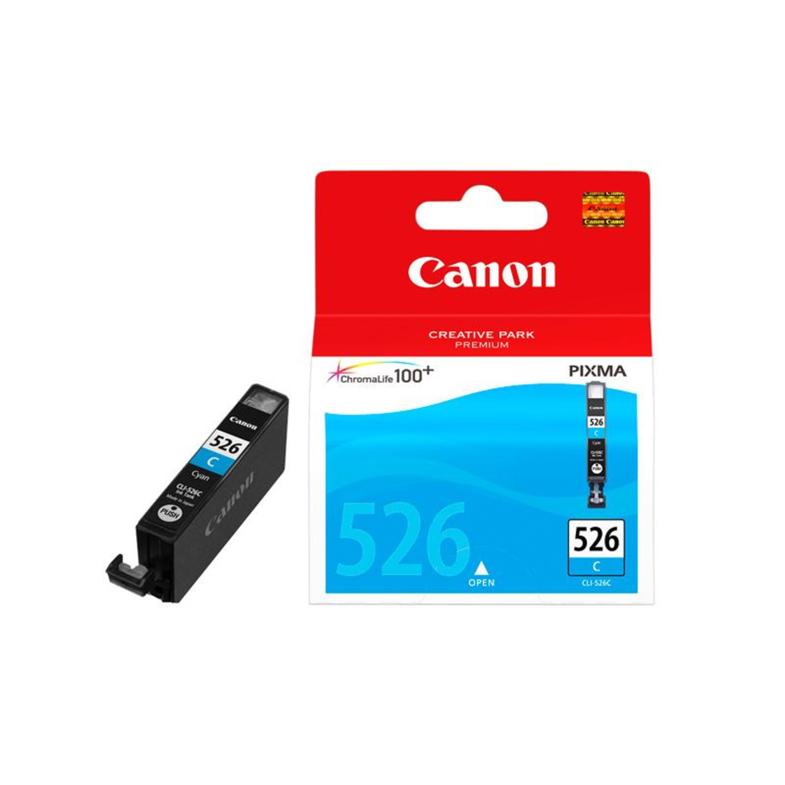 CANON CLI-526C cyan INK CARTRIDGE STANDARD CAPACITY 9ML 530 PAGES 1-PACK BLISTER with ALARM