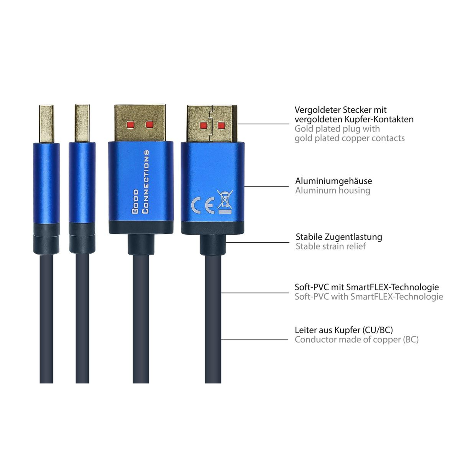 Good Connections 4814-SF020B 2 M DisplayPort DisplayPort Male Male 7680 X 4320 Pixels