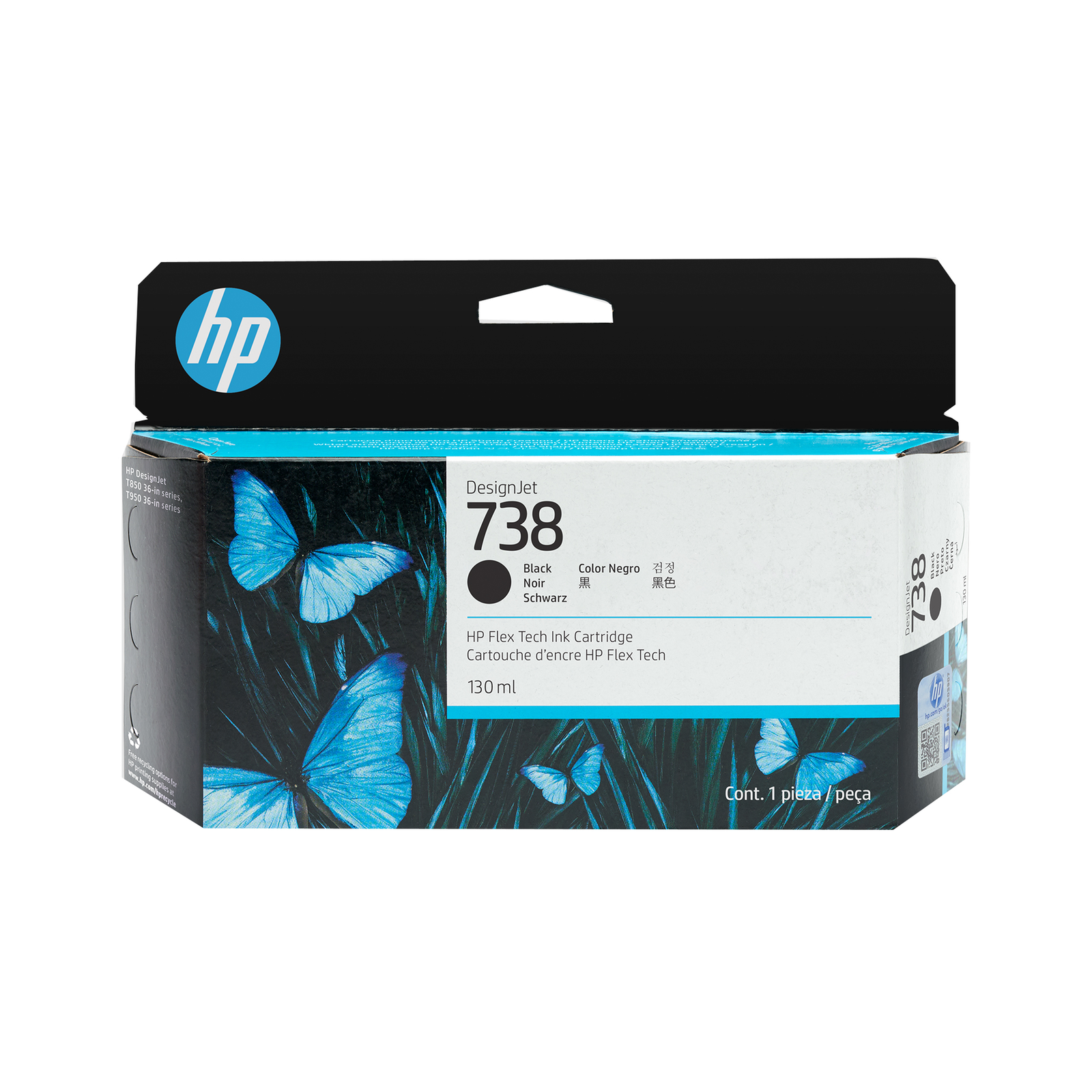 HPI 738 130 Ml Black Original DesignJet Ink Cartridge for DesignJet T950