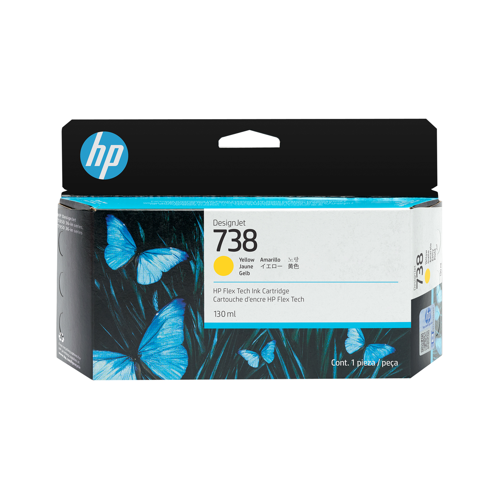 HPI 738 130 Ml Yellow Original DesignJet Ink Cartridge for DesignJet T950