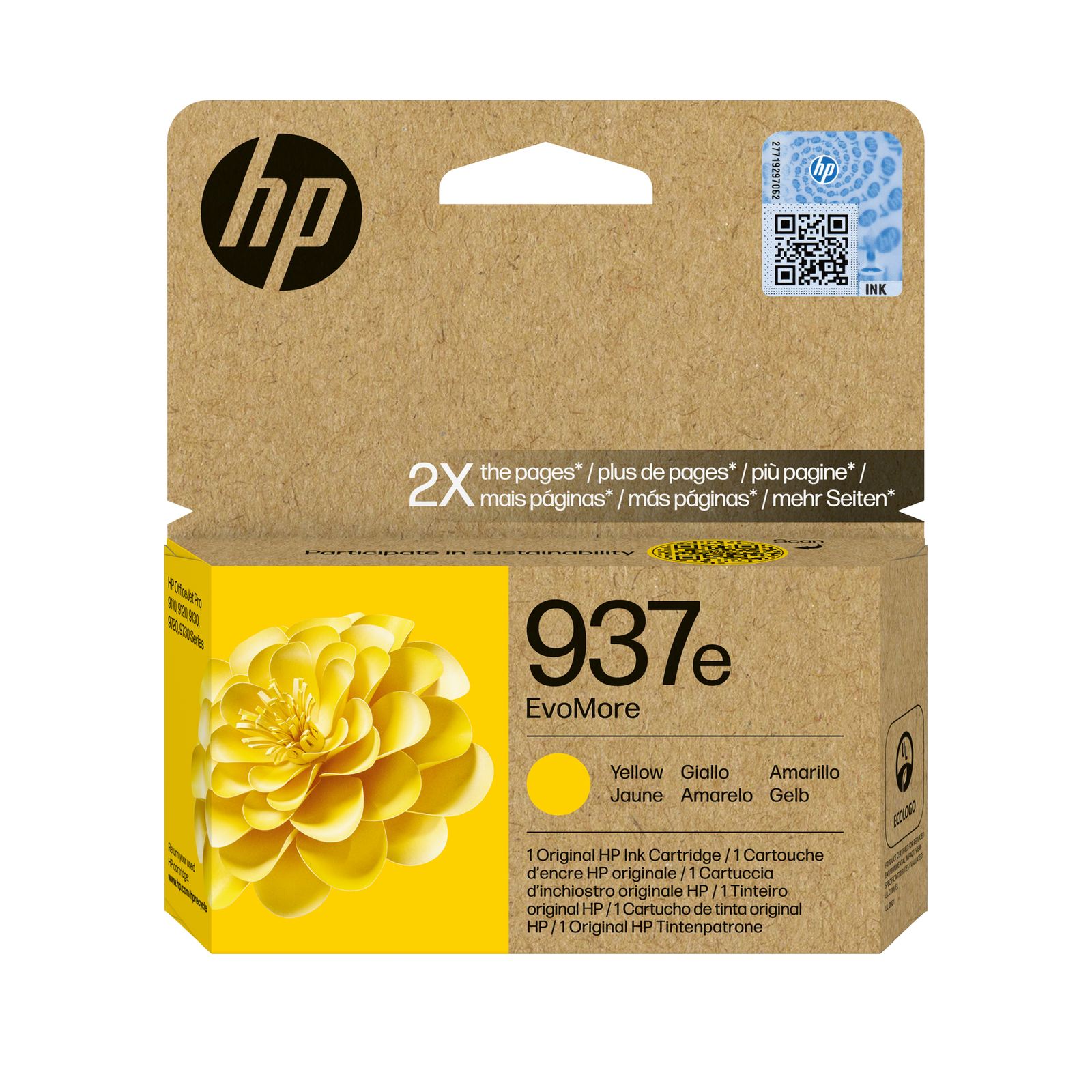 HP Original 937e EvoMore Printer Cartridge 4S6W8NE Yellow
