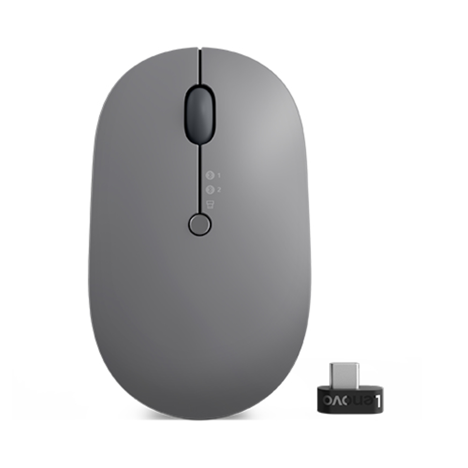 Lenovo Go Multi-Device Ambidextrous Optical RF Wireless + Bluetooth 2400 DPI Black Grey